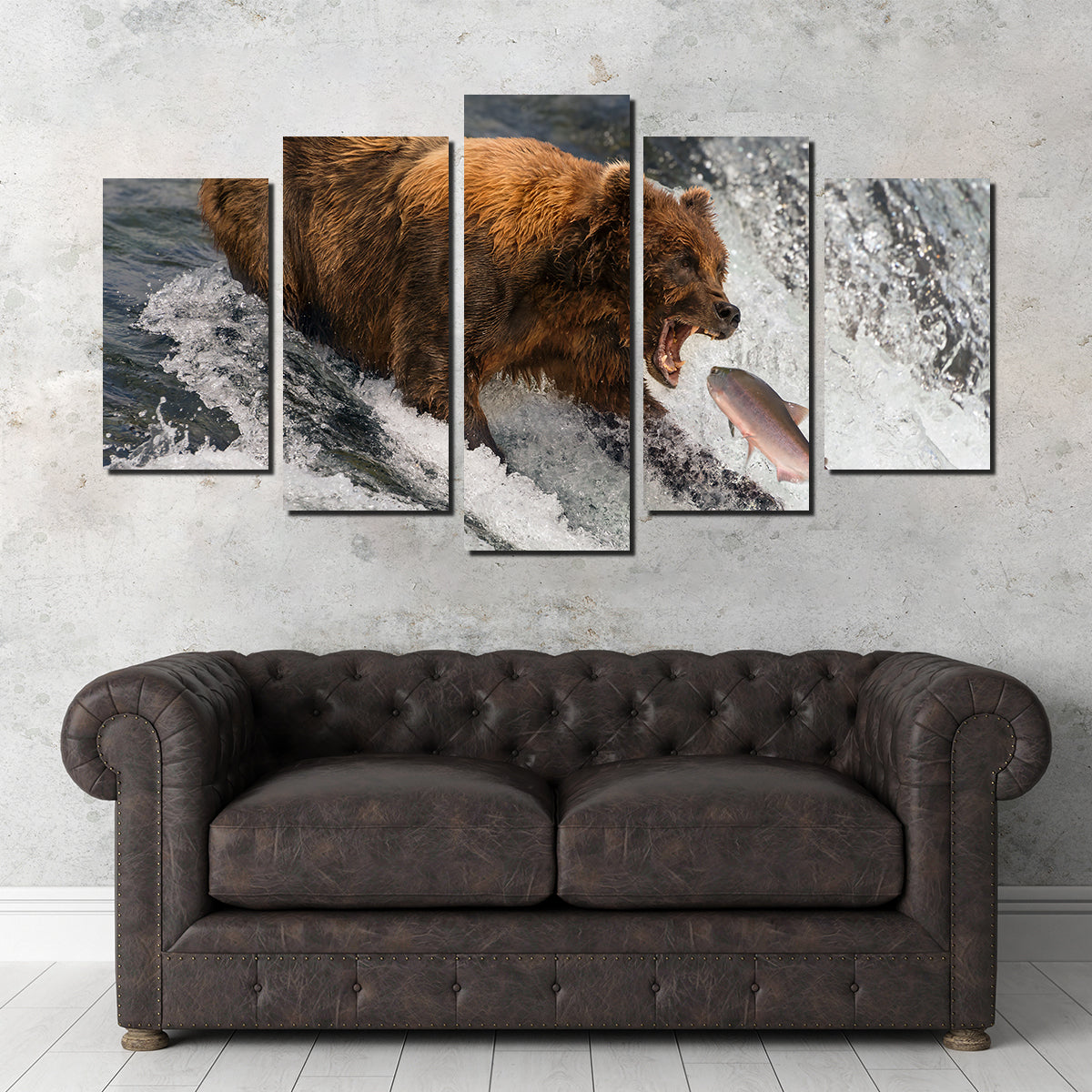 Bear Catching Salmon Wall Art
