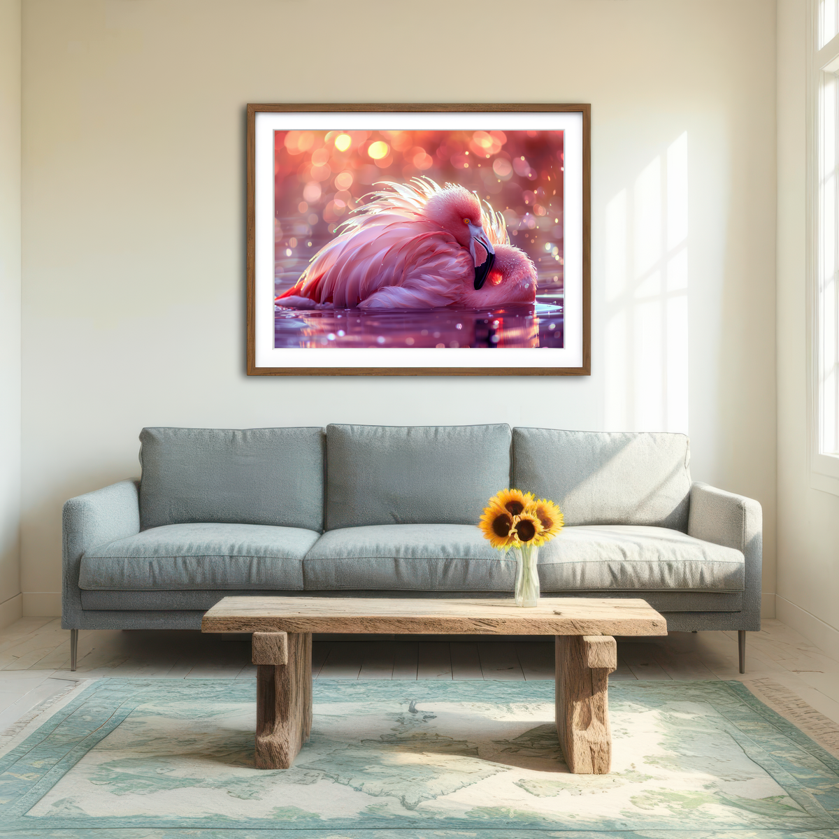 AUTO-MOCKUP ROOM | Beautiful Pink Flamingo Wall Art