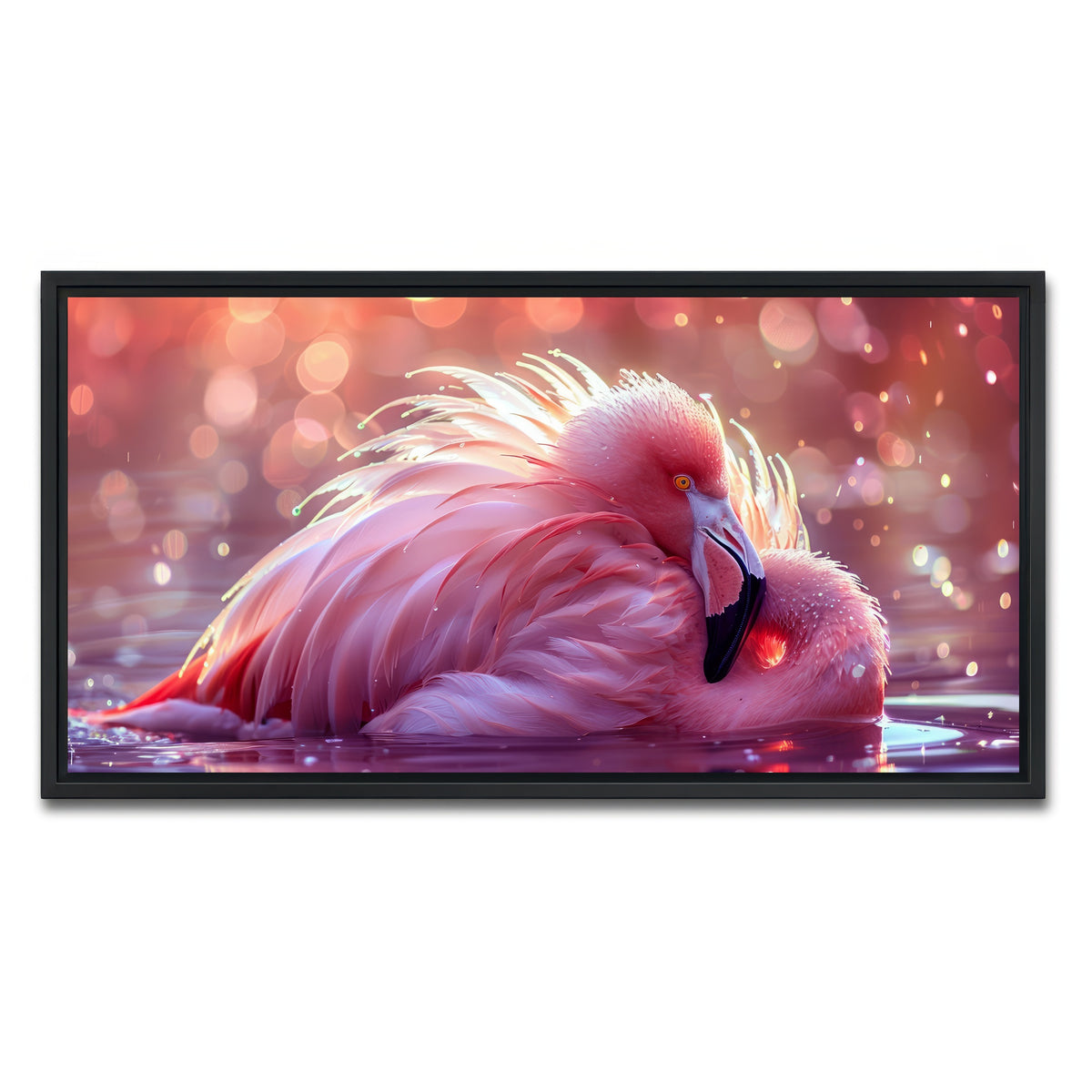 AUTO-MOCKUP WHITE | Beautiful Pink Flamingo | 1 Piece | Black Framed Canvas | group=2x1