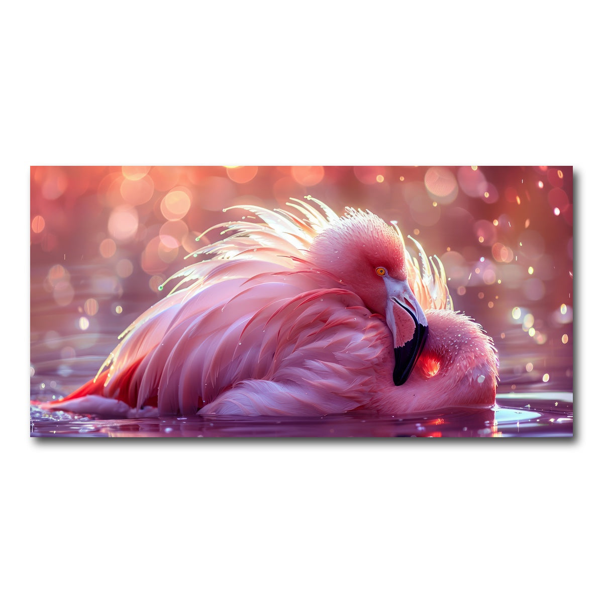 AUTO-MOCKUP WHITE | Beautiful Pink Flamingo | 1 Piece | Gallery Wrap Canvas | group=2x1
