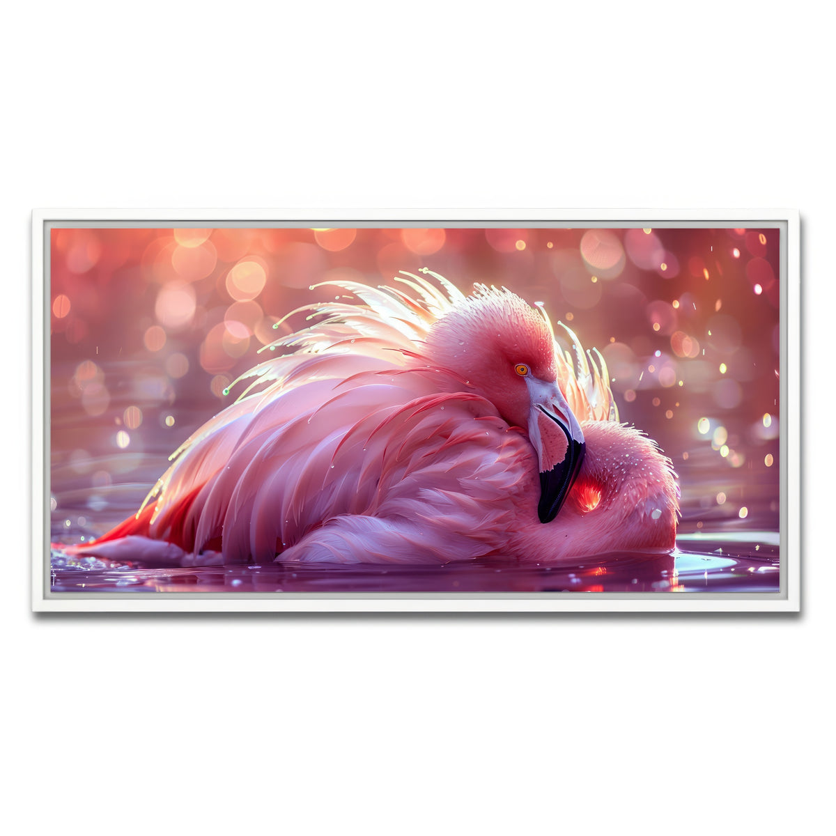 AUTO-MOCKUP WHITE | Beautiful Pink Flamingo | 1 Piece | White Framed Canvas | group=2x1