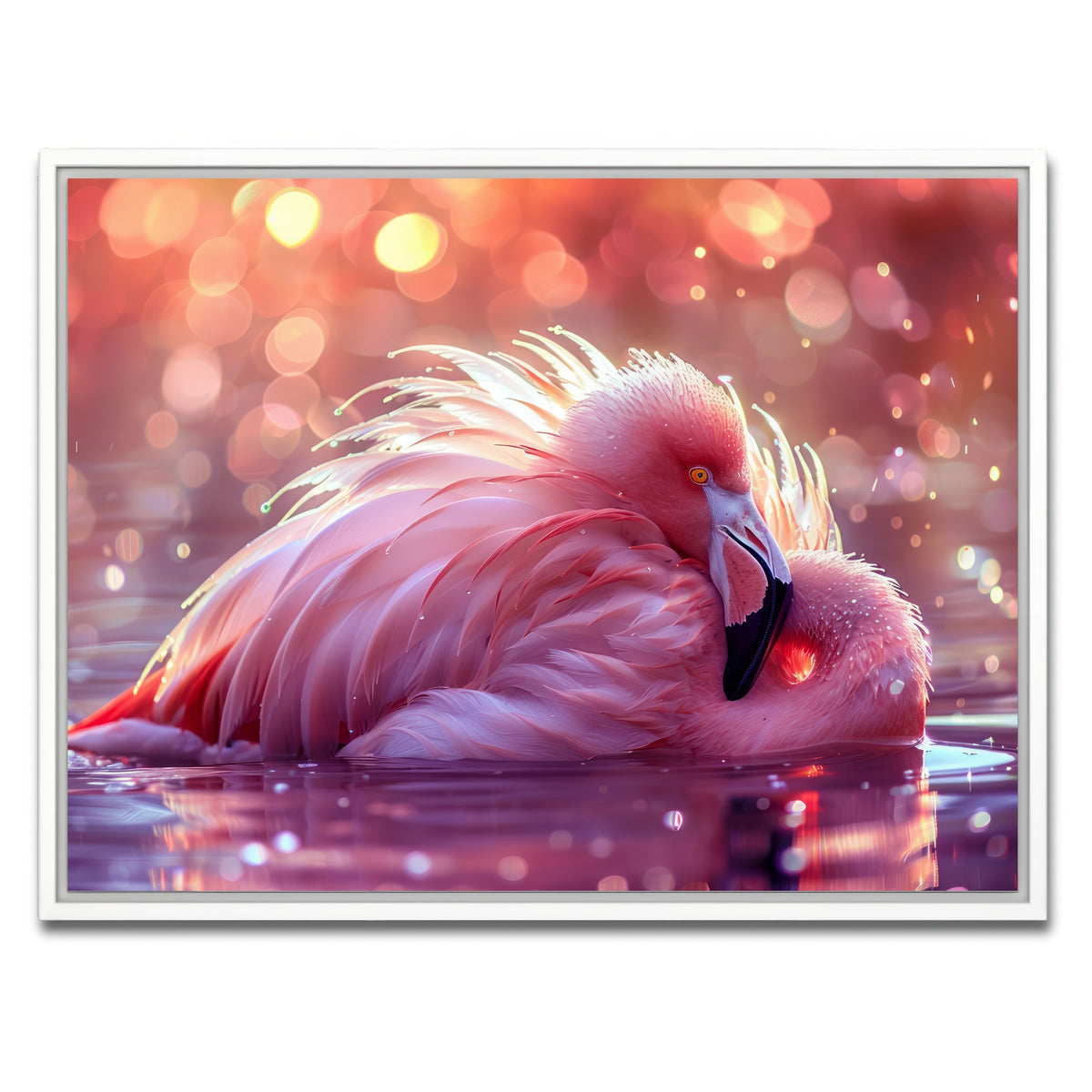 AUTO-MOCKUP WHITE | Beautiful Pink Flamingo | 1 Piece | White Framed Canvas | group=4x3