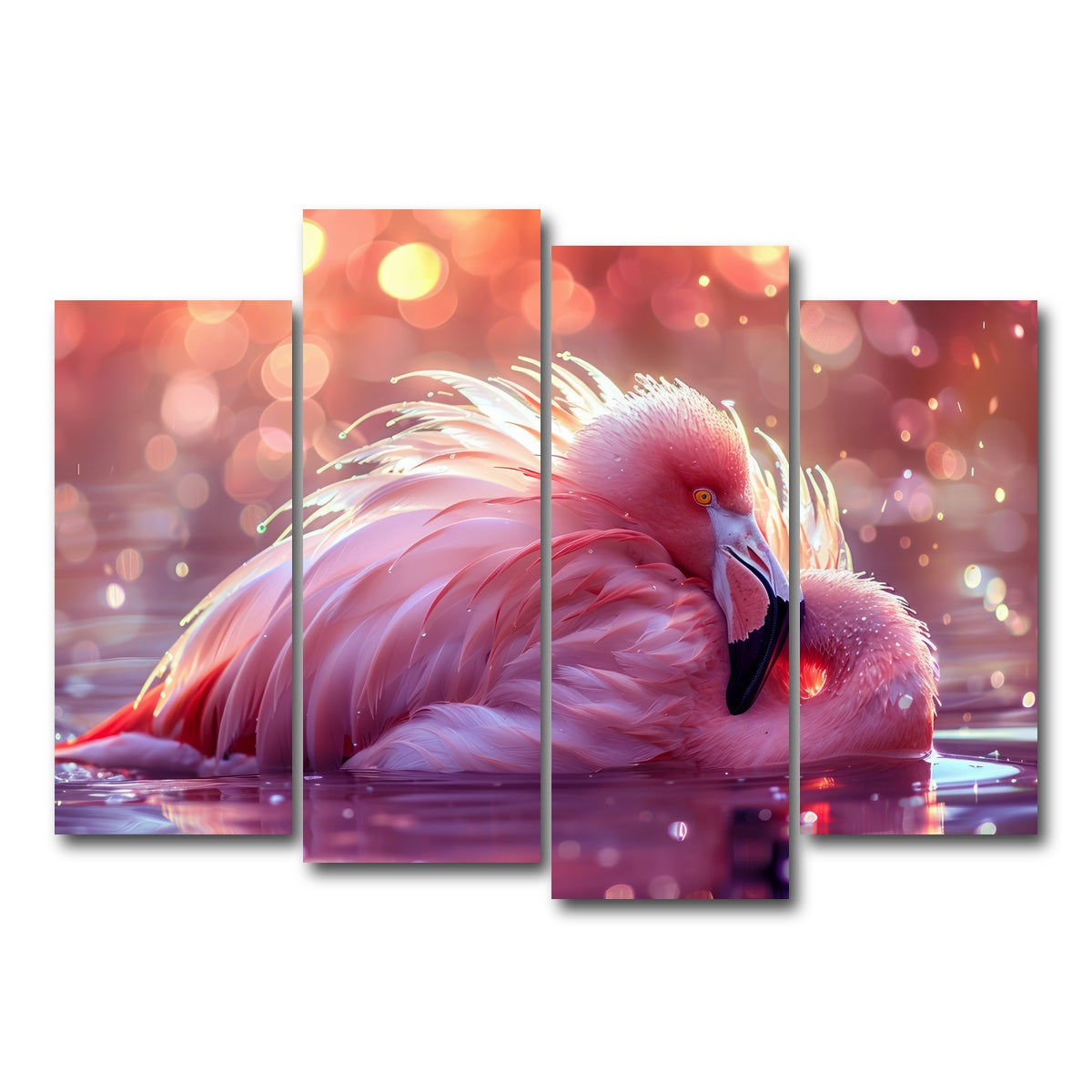 AUTO-MOCKUP WHITE | Beautiful Pink Flamingo | 4 Piece | Gallery Wrap Canvas | group=4_normal