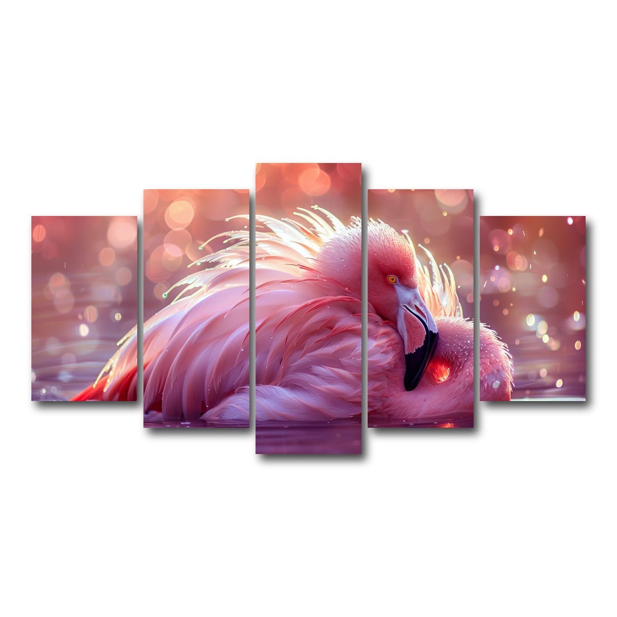 AUTO-MOCKUP WHITE | Beautiful Pink Flamingo | 5 Piece | Gallery Wrap Canvas | group=5_normal