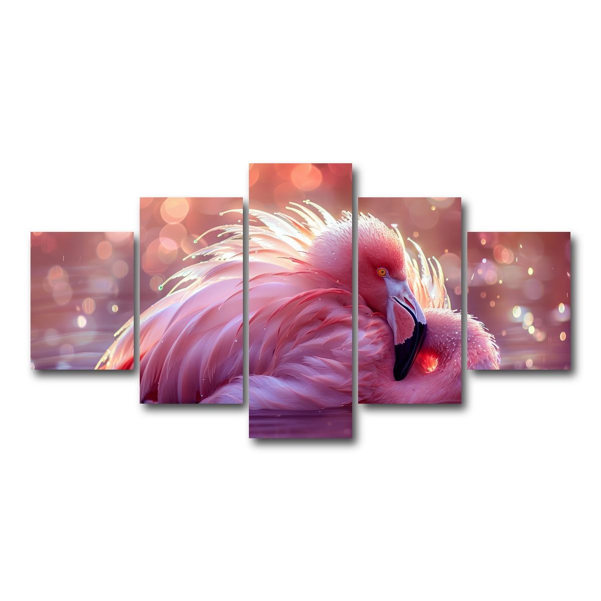 AUTO-MOCKUP WHITE | Beautiful Pink Flamingo | 5 Piece | Gallery Wrap Canvas | group=5_short