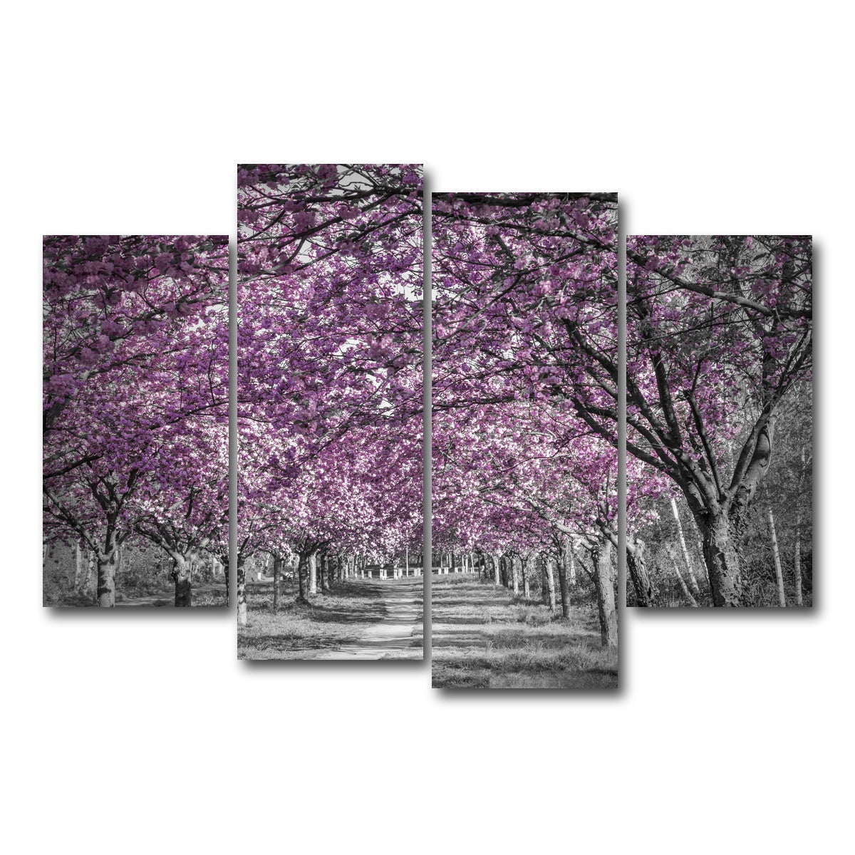 AUTO-MOCKUP WHITE | Beautiful cherry blossom alley in pink | 4 Piece | Gallery Wrap Canvas | group=4_short