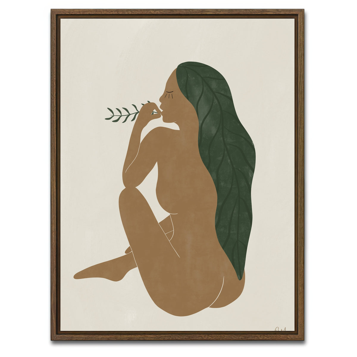 AUTO-MOCKUP WHITE | Beauty Seated | 1 Piece | Walnut Framed Canvas | group=3x4