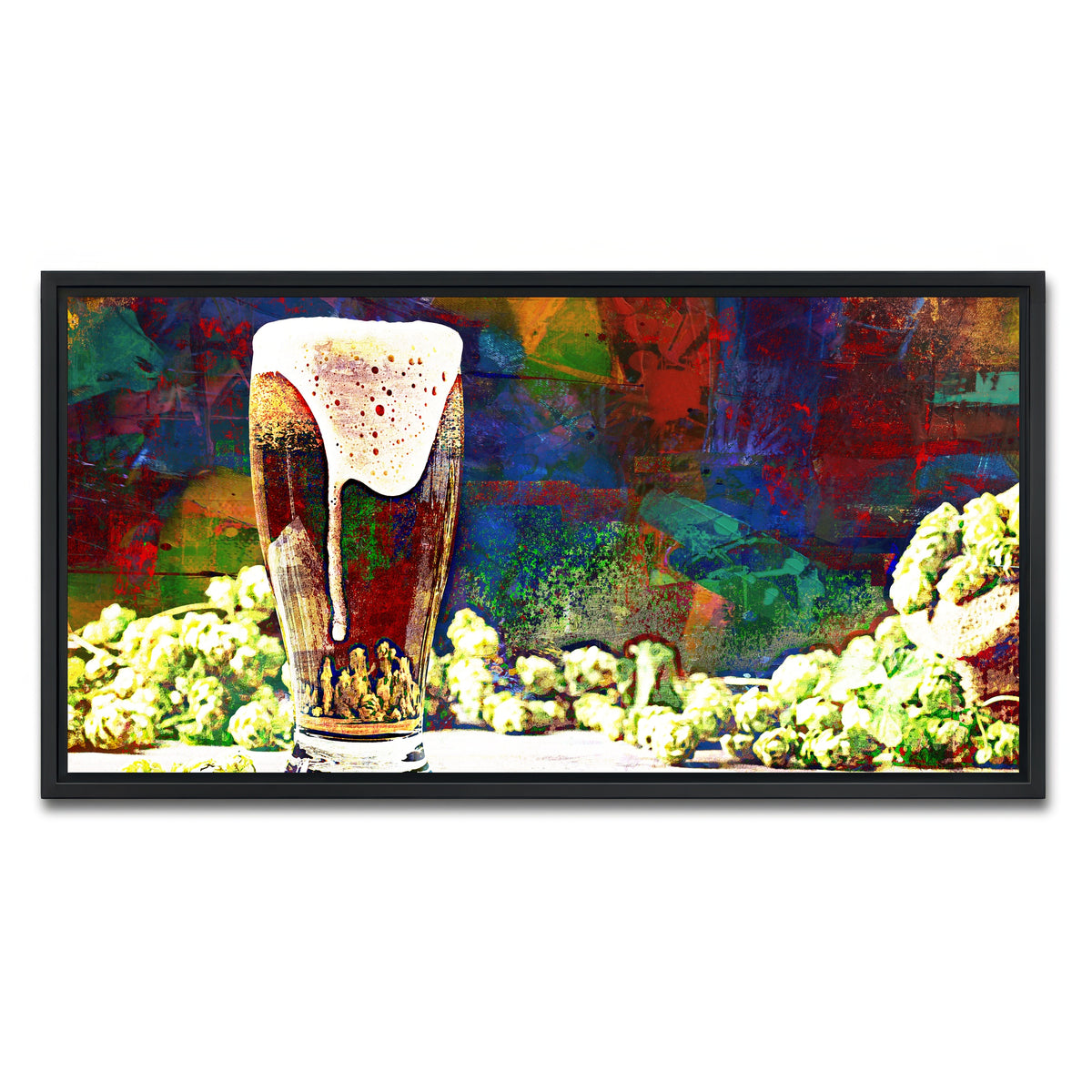 AUTO-MOCKUP WHITE | Beer Hops Abstract | 1 Piece | Black Framed Canvas | group=2x1