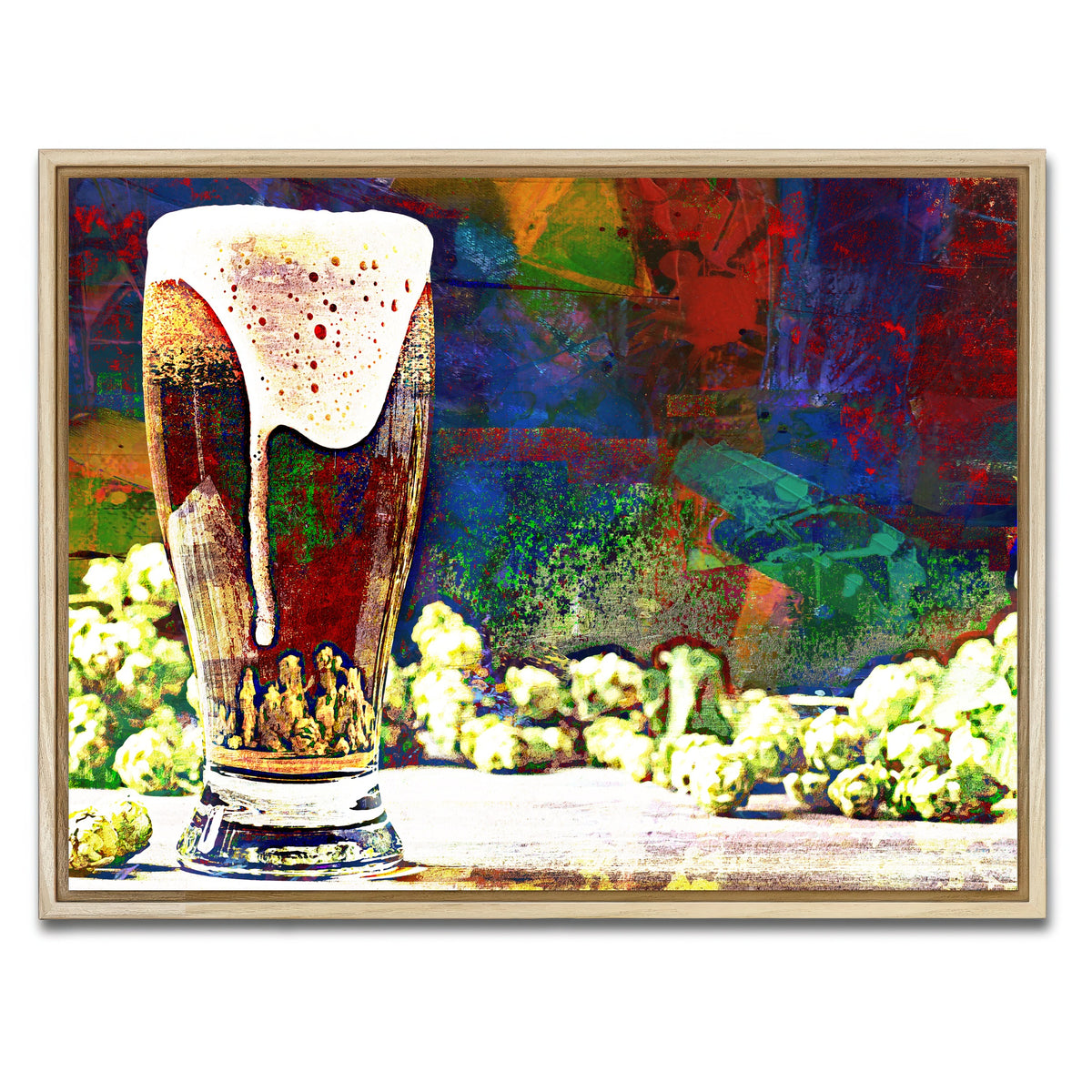 AUTO-MOCKUP WHITE | Beer Hops Abstract | 1 Piece | Natural Framed Canvas | group=4x3