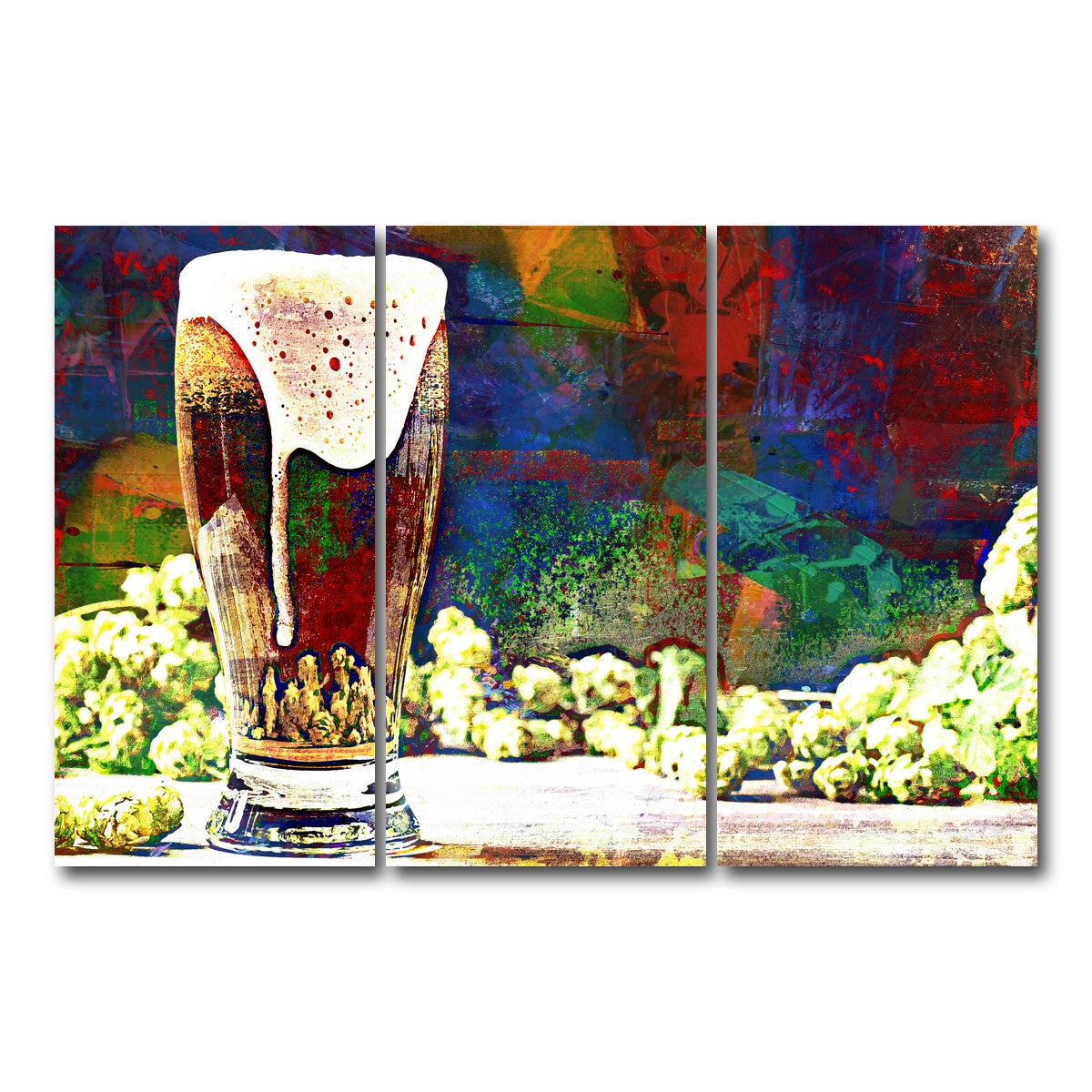 AUTO-MOCKUP WHITE | Beer Hops Abstract | 3 Piece | Gallery Wrap Canvas | group=12x24
