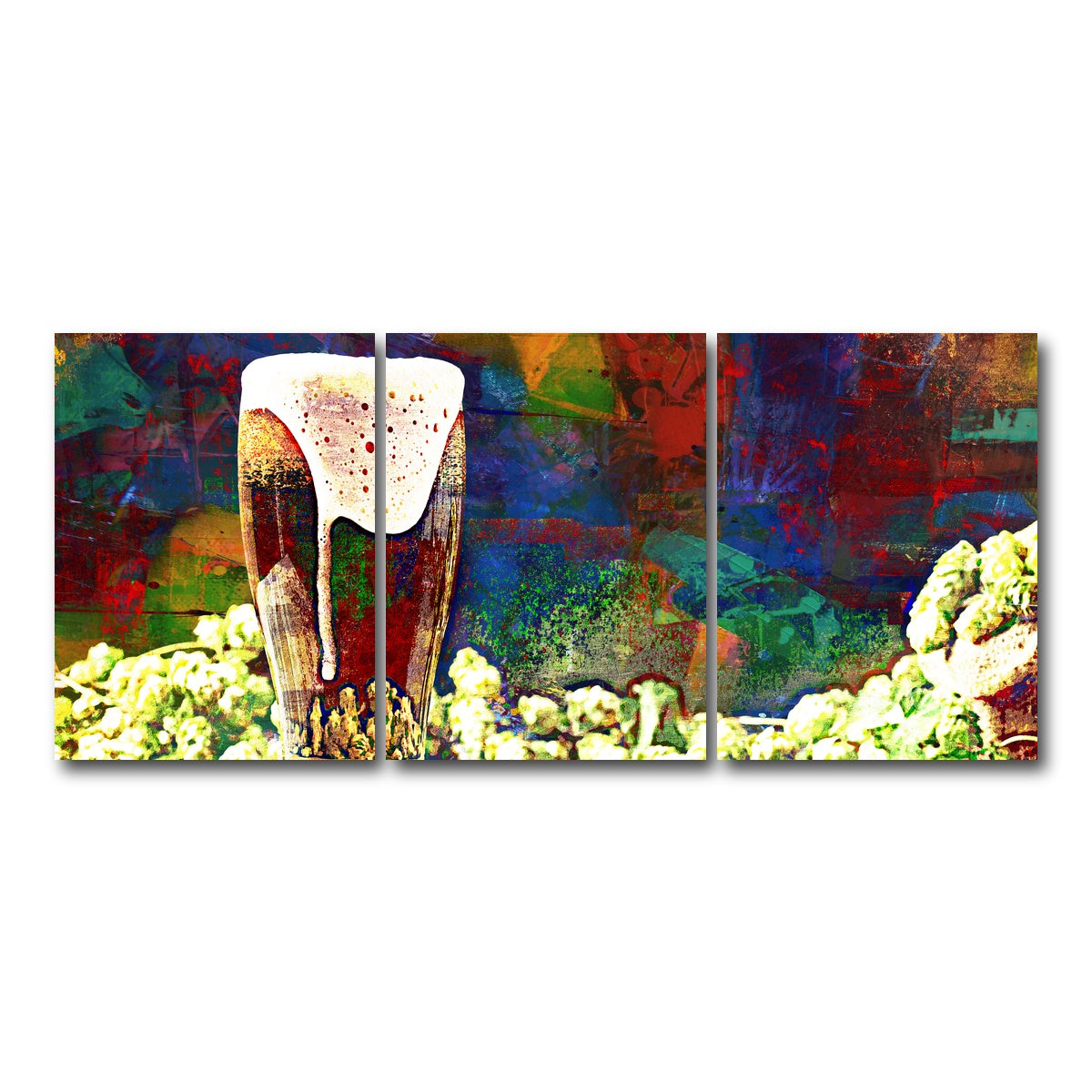 AUTO-MOCKUP WHITE | Beer Hops Abstract | 3 Piece | Gallery Wrap Canvas | group=18x24