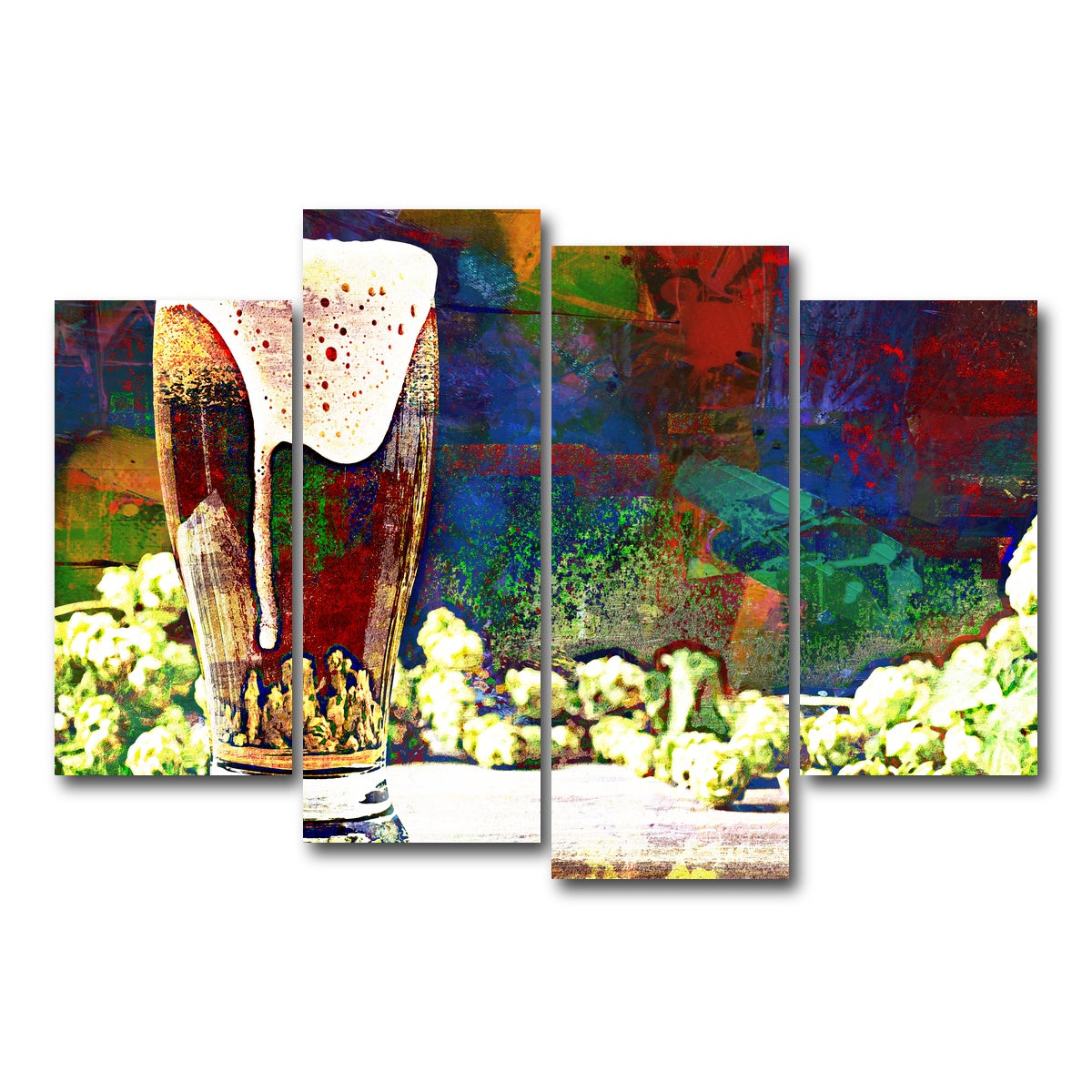 AUTO-MOCKUP WHITE | Beer Hops Abstract | 4 Piece | Gallery Wrap Canvas | group=4_short