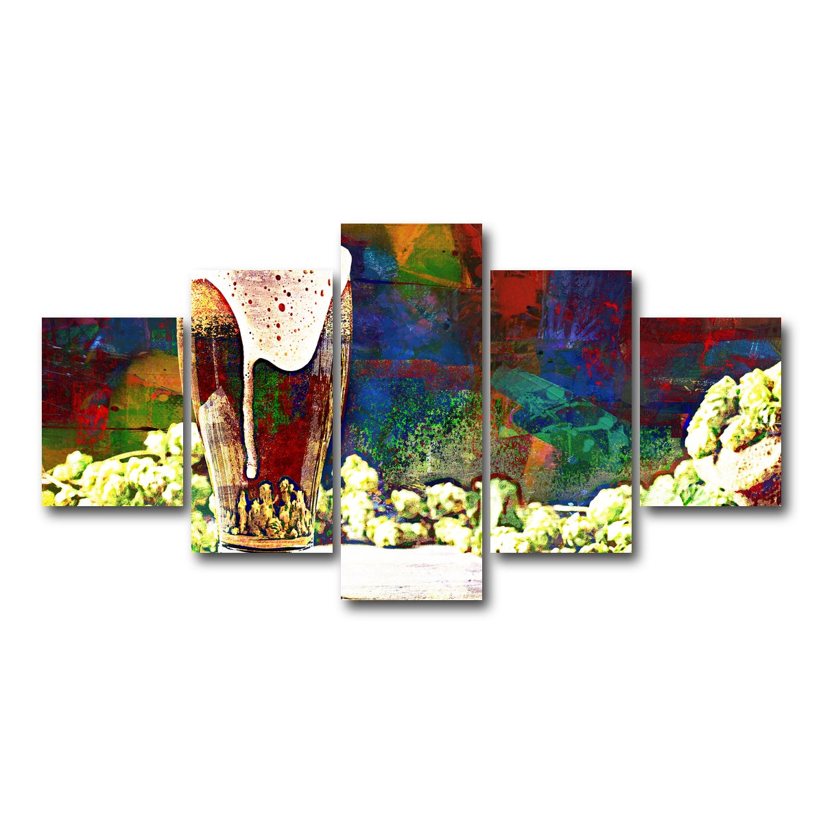 AUTO-MOCKUP WHITE | Beer Hops Abstract | 5 Piece | Gallery Wrap Canvas | group=5_short