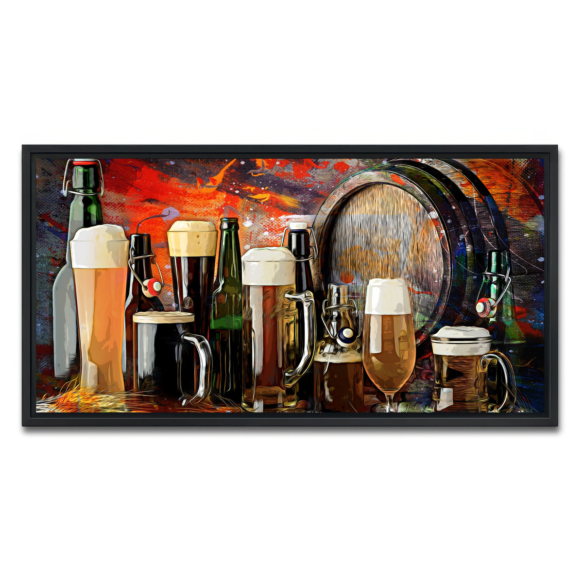 AUTO-MOCKUP WHITE | Beer Types Abstract | 1 Piece | Black Framed Canvas | group=2x1