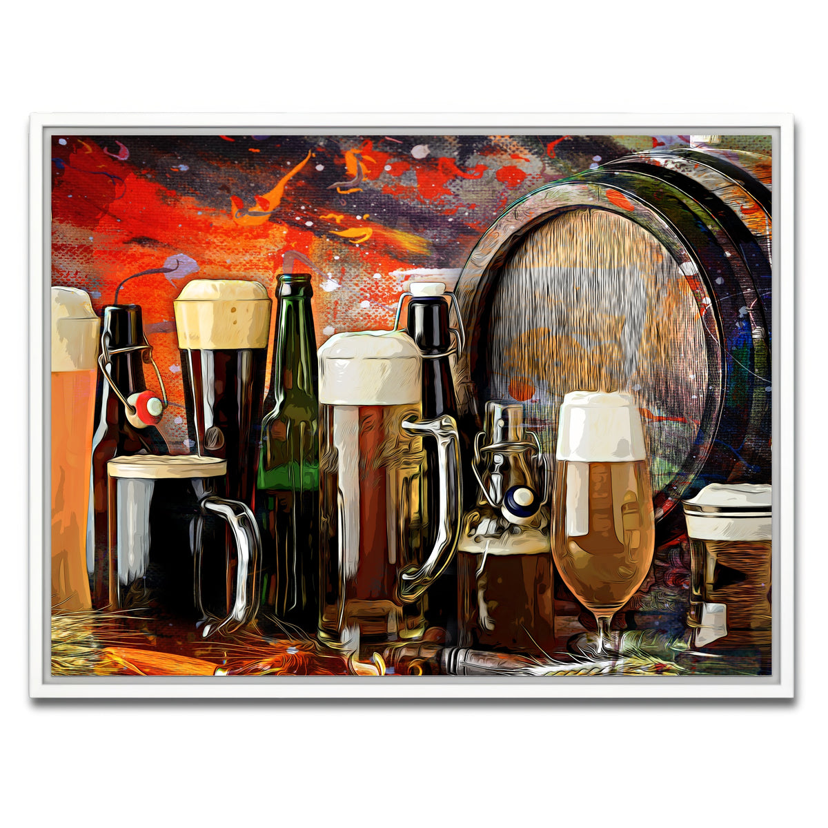 AUTO-MOCKUP WHITE | Beer Types Abstract | 1 Piece | White Framed Canvas | group=4x3
