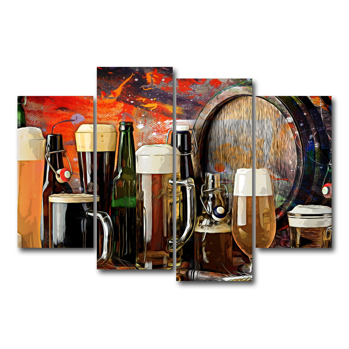AUTO-MOCKUP WHITE | Beer Types Abstract | 4 Piece | Gallery Wrap Canvas | group=4_short