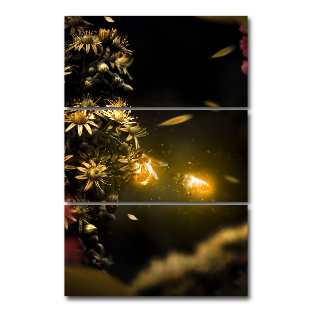 AUTO-MOCKUP WHITE | Bees | 3 Piece | Gallery Wrap Canvas | group=12x24_stacked
