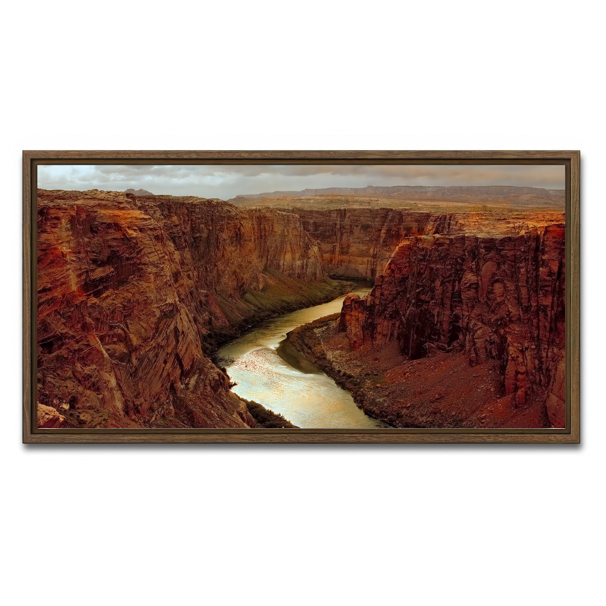 AUTO-MOCKUP WHITE | Beginning of the Grand Canyon | 1 Piece | Walnut Framed Canvas | group=2x1
