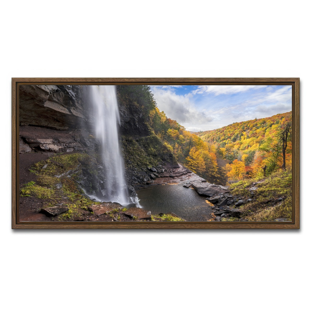 AUTO-MOCKUP WHITE | Behind the Falls | 1 Piece | Walnut Framed Canvas | group=2x1
