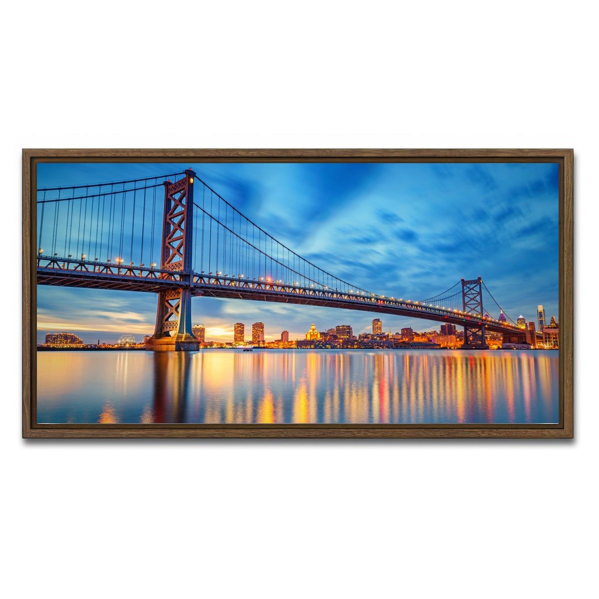 AUTO-MOCKUP WHITE | Ben Franklin Bridge | 1 Piece | Walnut Framed Canvas | group=2x1