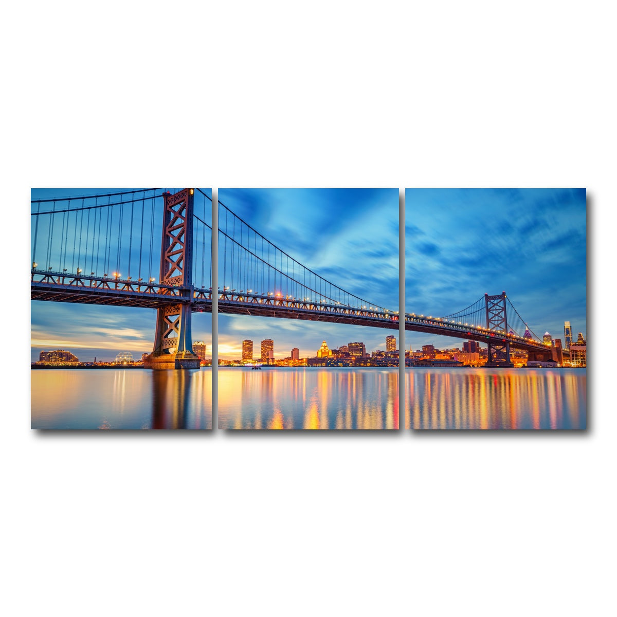 AUTO-MOCKUP WHITE | Ben Franklin Bridge | 3 Piece | Gallery Wrap Canvas | group=18x24