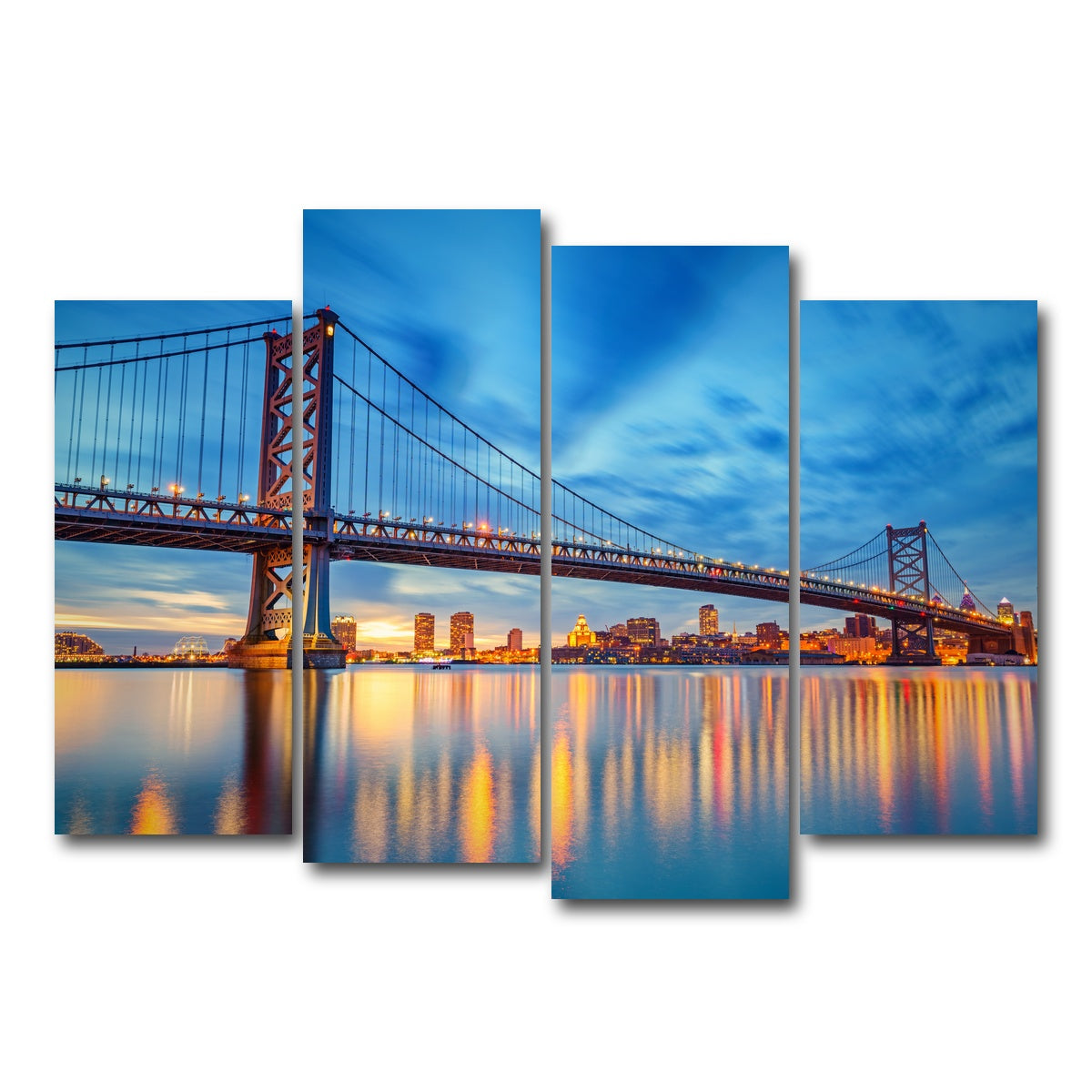 AUTO-MOCKUP WHITE | Ben Franklin Bridge | 4 Piece | Gallery Wrap Canvas | group=4_normal