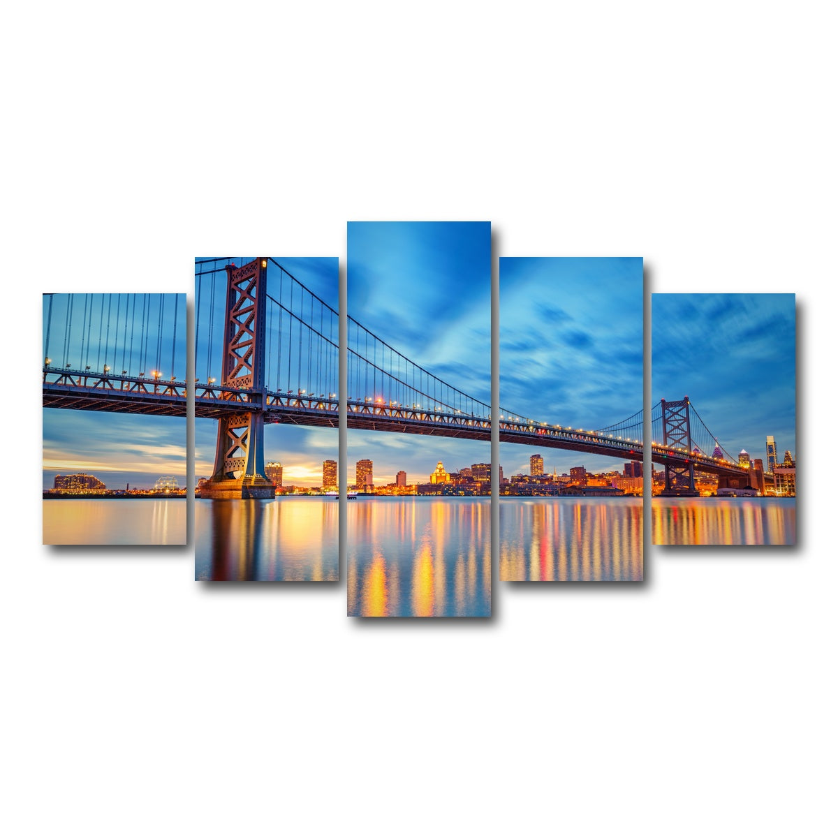 AUTO-MOCKUP WHITE | Ben Franklin Bridge | 5 Piece | Gallery Wrap Canvas | group=5_normal