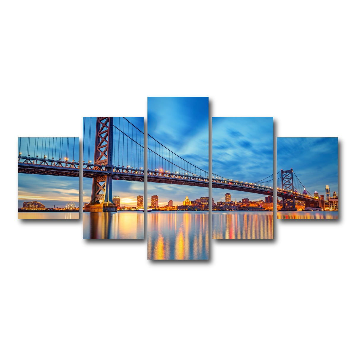 AUTO-MOCKUP WHITE | Ben Franklin Bridge | 5 Piece | Gallery Wrap Canvas | group=5_short