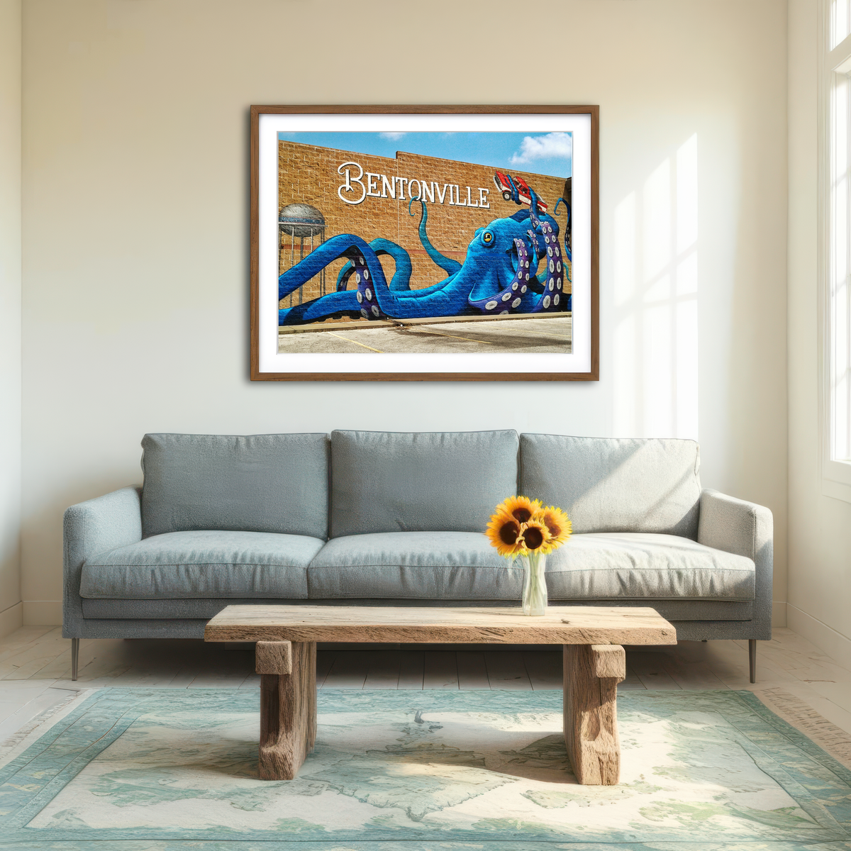 AUTO-MOCKUP ROOM | Bentonville Blue Octopus Mural Wall Art