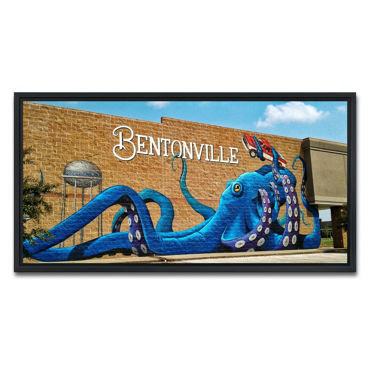 AUTO-MOCKUP WHITE | Bentonville Blue Octopus Mural | 1 Piece | Black Framed Canvas | group=2x1