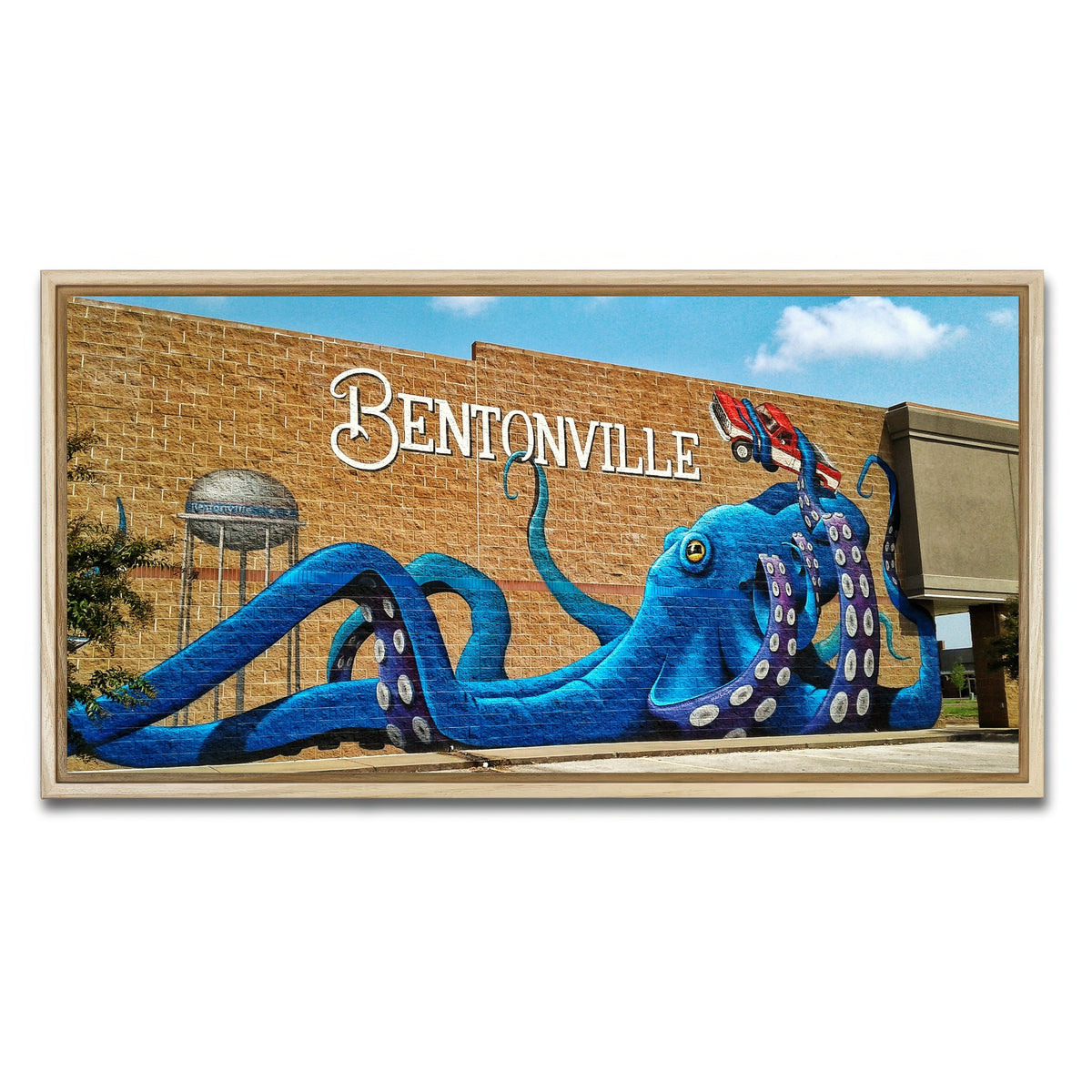 AUTO-MOCKUP WHITE | Bentonville Blue Octopus Mural | 1 Piece | Natural Framed Canvas | group=2x1