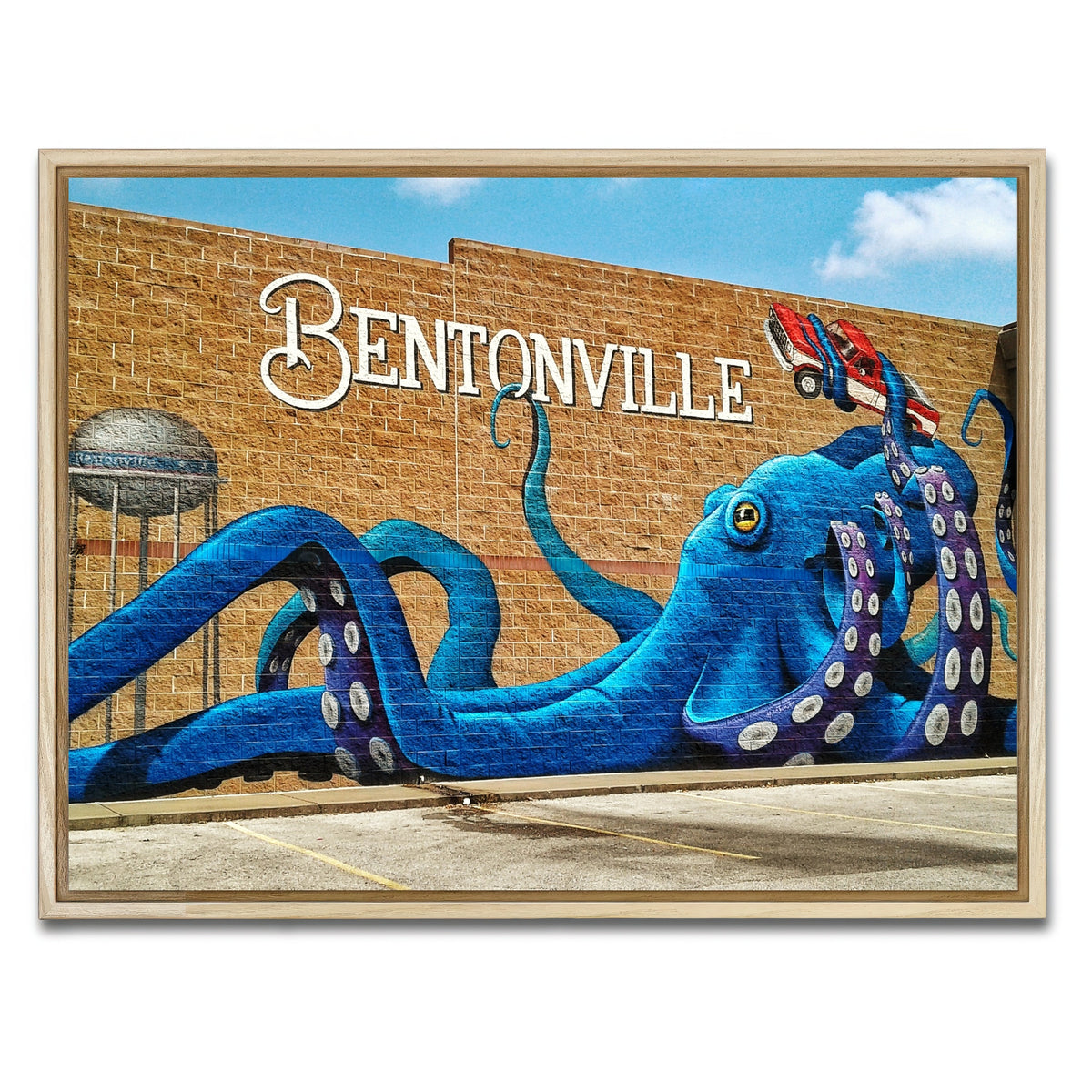 AUTO-MOCKUP WHITE | Bentonville Blue Octopus Mural | 1 Piece | Natural Framed Canvas | group=4x3