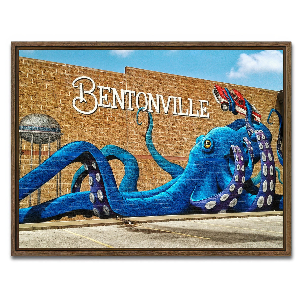 AUTO-MOCKUP WHITE | Bentonville Blue Octopus Mural | 1 Piece | Walnut Framed Canvas | group=4x3