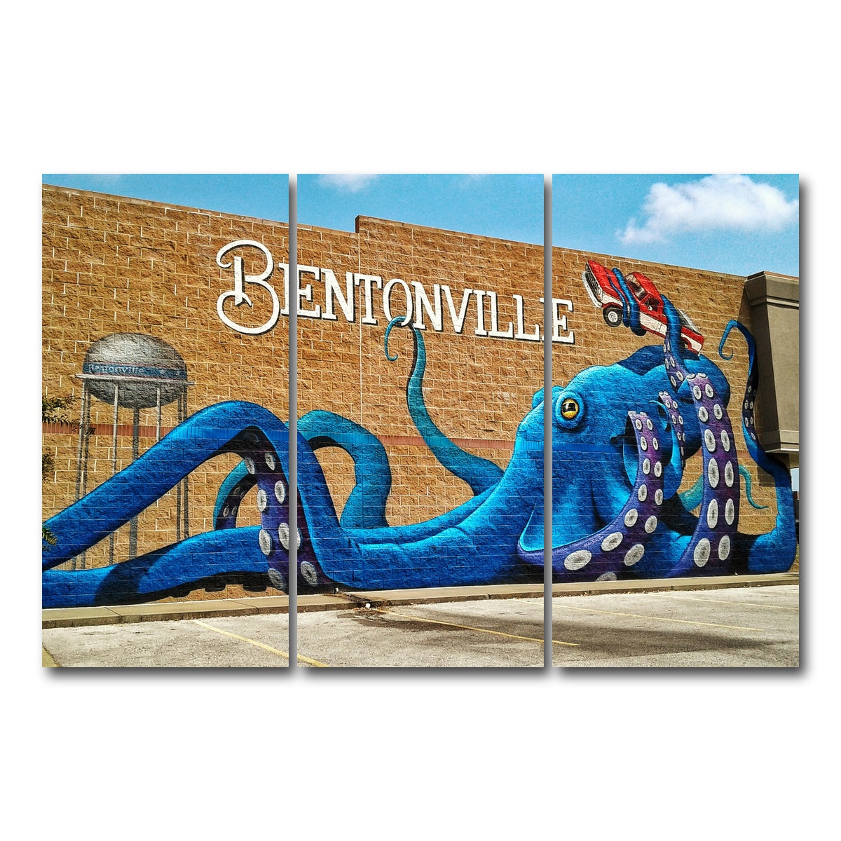 AUTO-MOCKUP WHITE | Bentonville Blue Octopus Mural | 3 Piece | Gallery Wrap Canvas | group=12x24