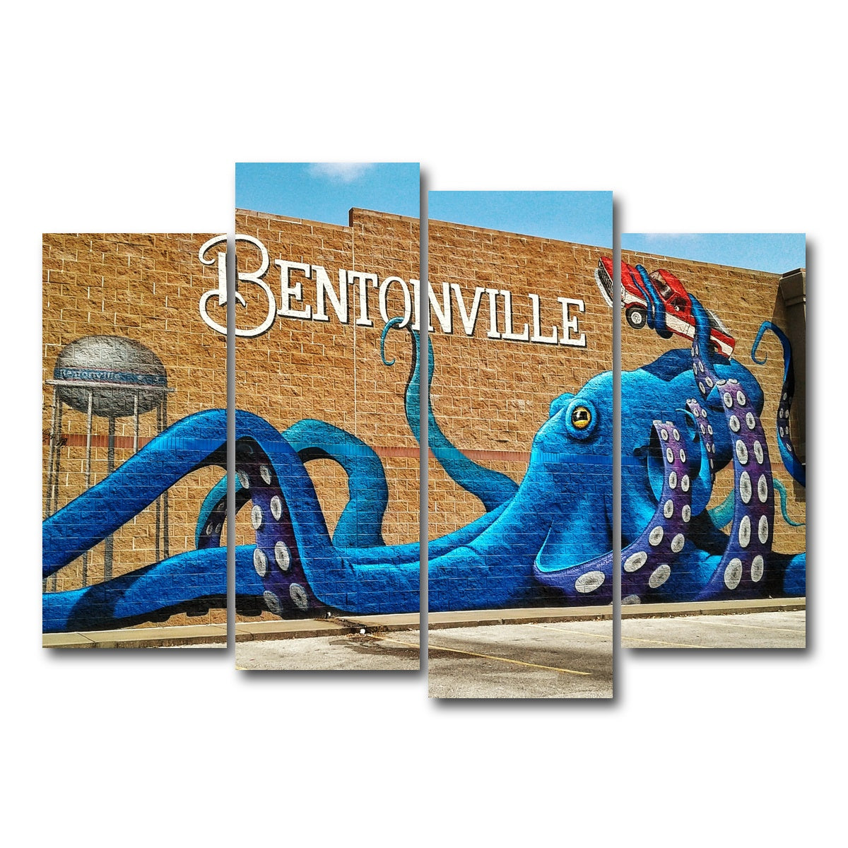 AUTO-MOCKUP WHITE | Bentonville Blue Octopus Mural | 4 Piece | Gallery Wrap Canvas | group=4_normal