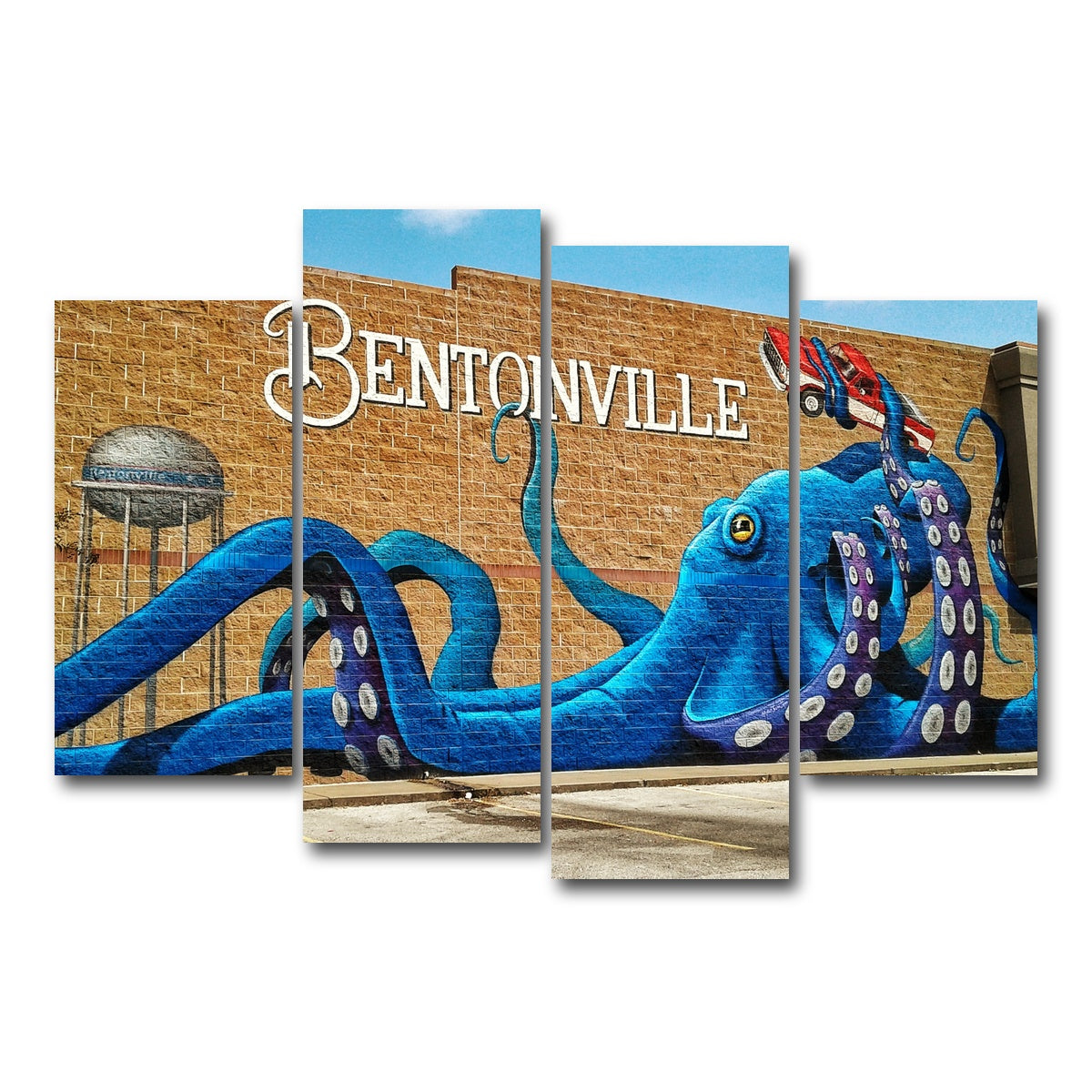 AUTO-MOCKUP WHITE | Bentonville Blue Octopus Mural | 4 Piece | Gallery Wrap Canvas | group=4_short