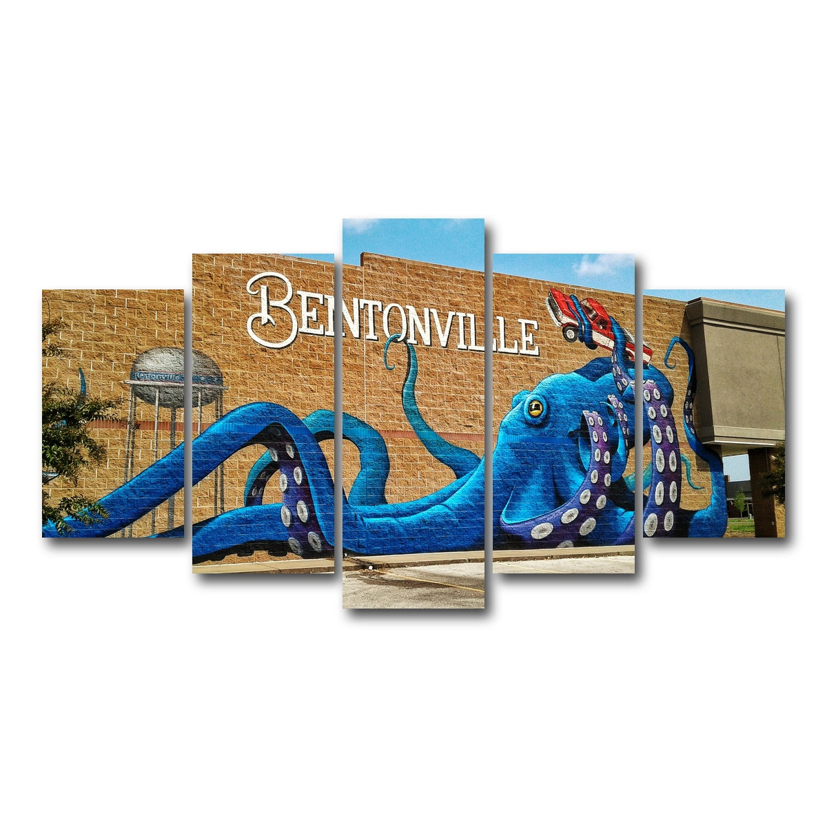 AUTO-MOCKUP WHITE | Bentonville Blue Octopus Mural | 5 Piece | Gallery Wrap Canvas | group=5_normal