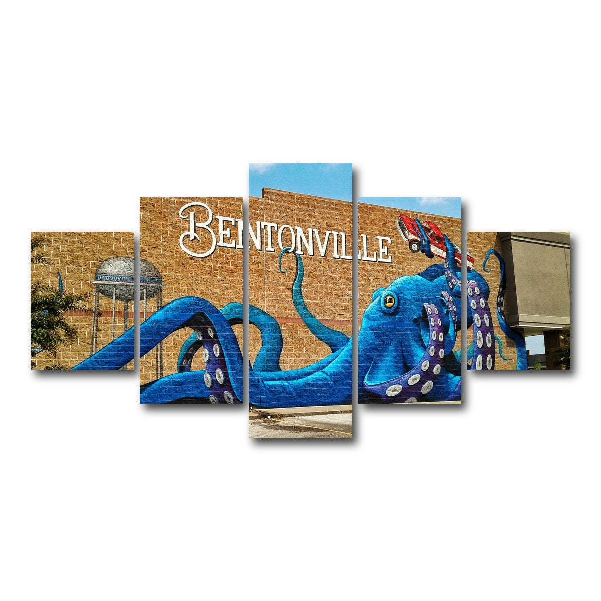 AUTO-MOCKUP WHITE | Bentonville Blue Octopus Mural | 5 Piece | Gallery Wrap Canvas | group=5_short