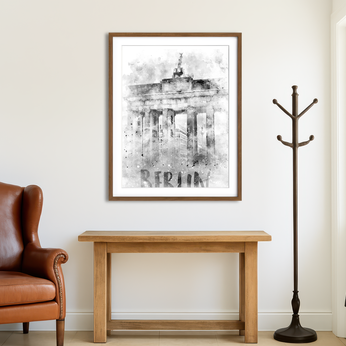 AUTO-MOCKUP ROOM | Berlin Brandenburg Gate Watercolor Wall Art