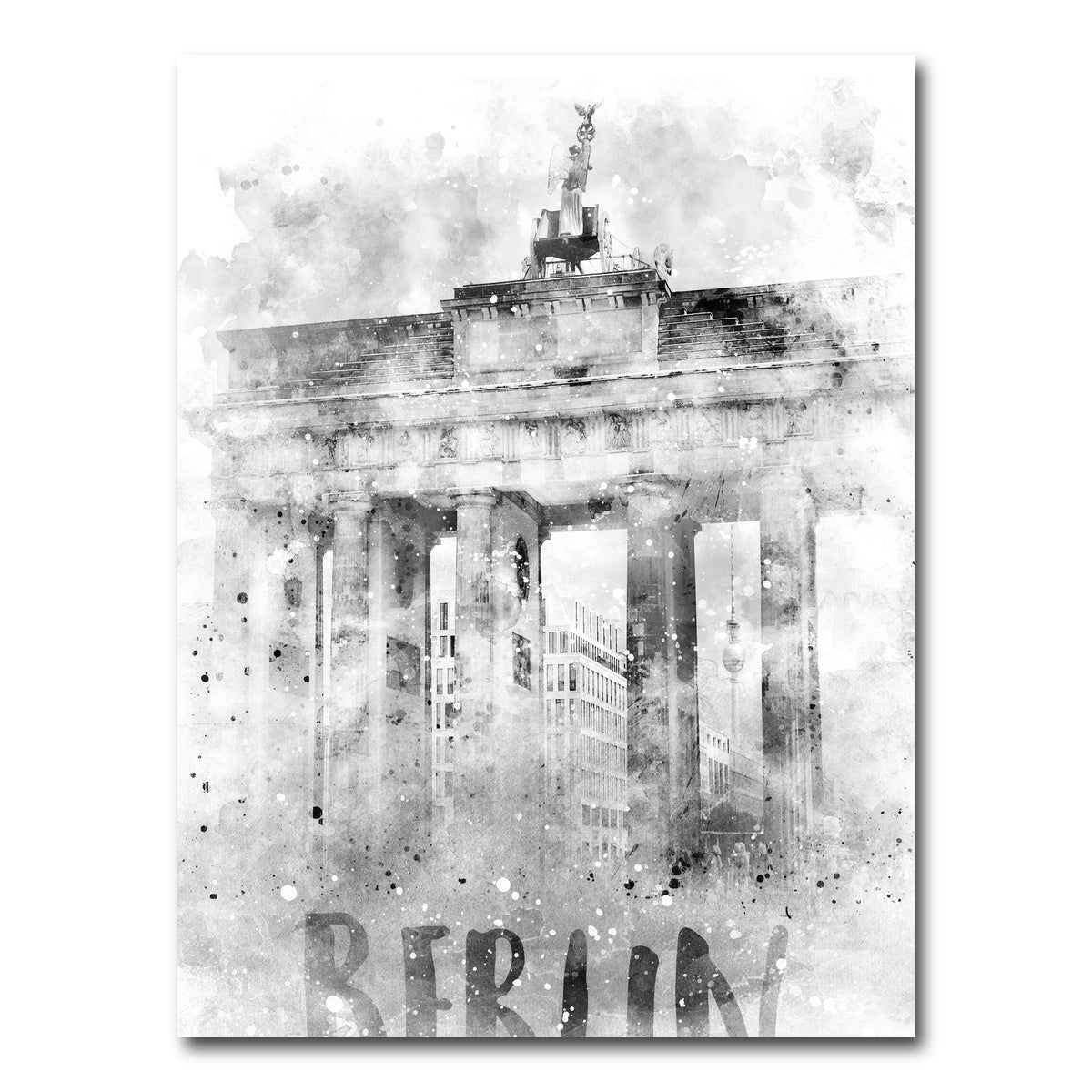 AUTO-MOCKUP WHITE | Berlin Brandenburg Gate Watercolor | 1 Piece | Gallery Wrap Canvas | group=3x4
