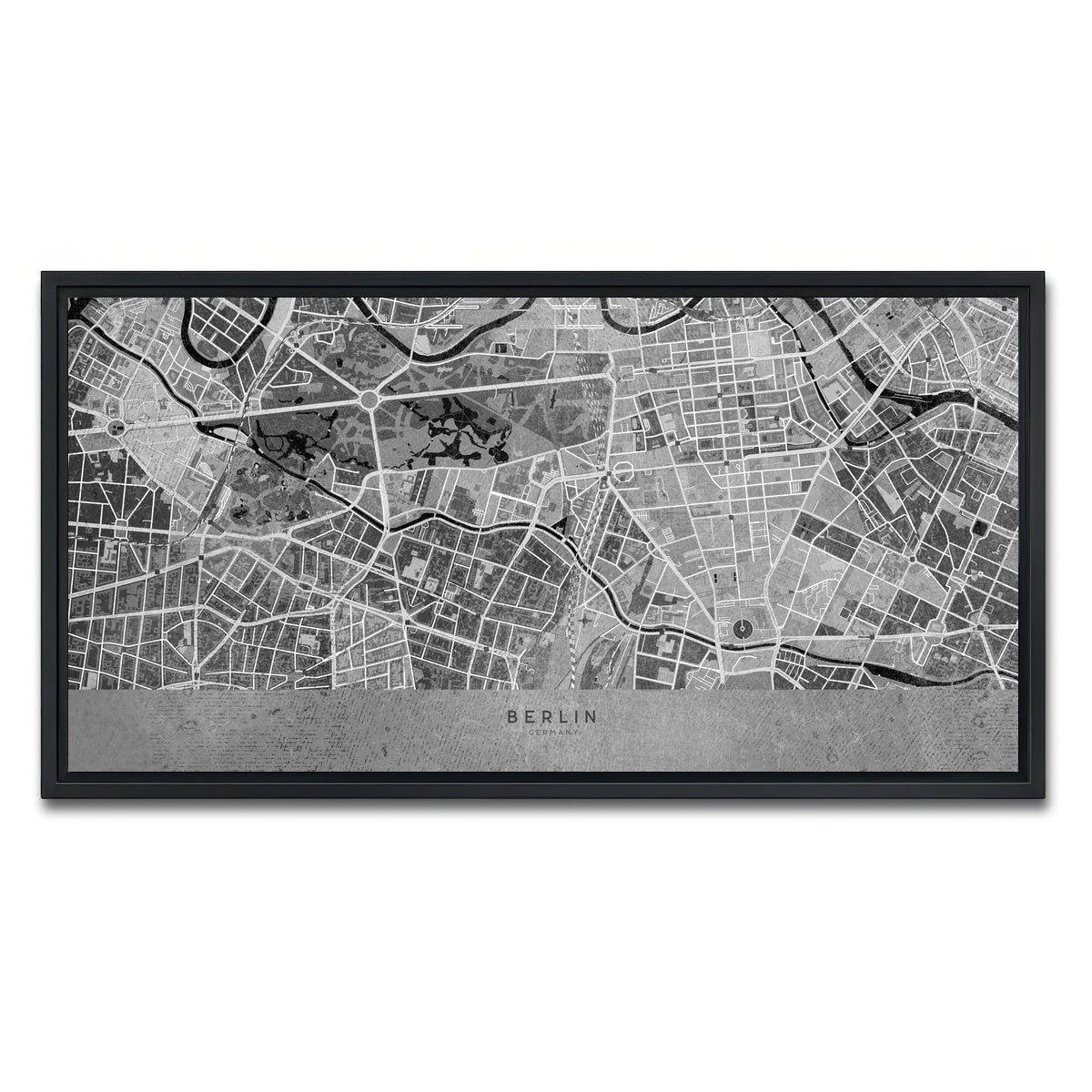 AUTO-MOCKUP WHITE | Berlin Map 2 | 1 Piece | Black Framed Canvas | group=2x1
