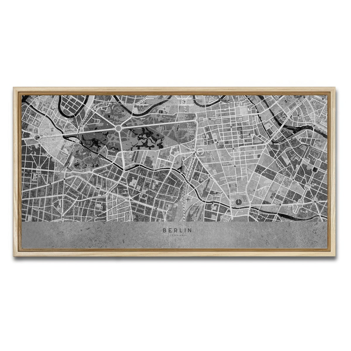 AUTO-MOCKUP WHITE | Berlin Map 2 | 1 Piece | Natural Framed Canvas | group=2x1