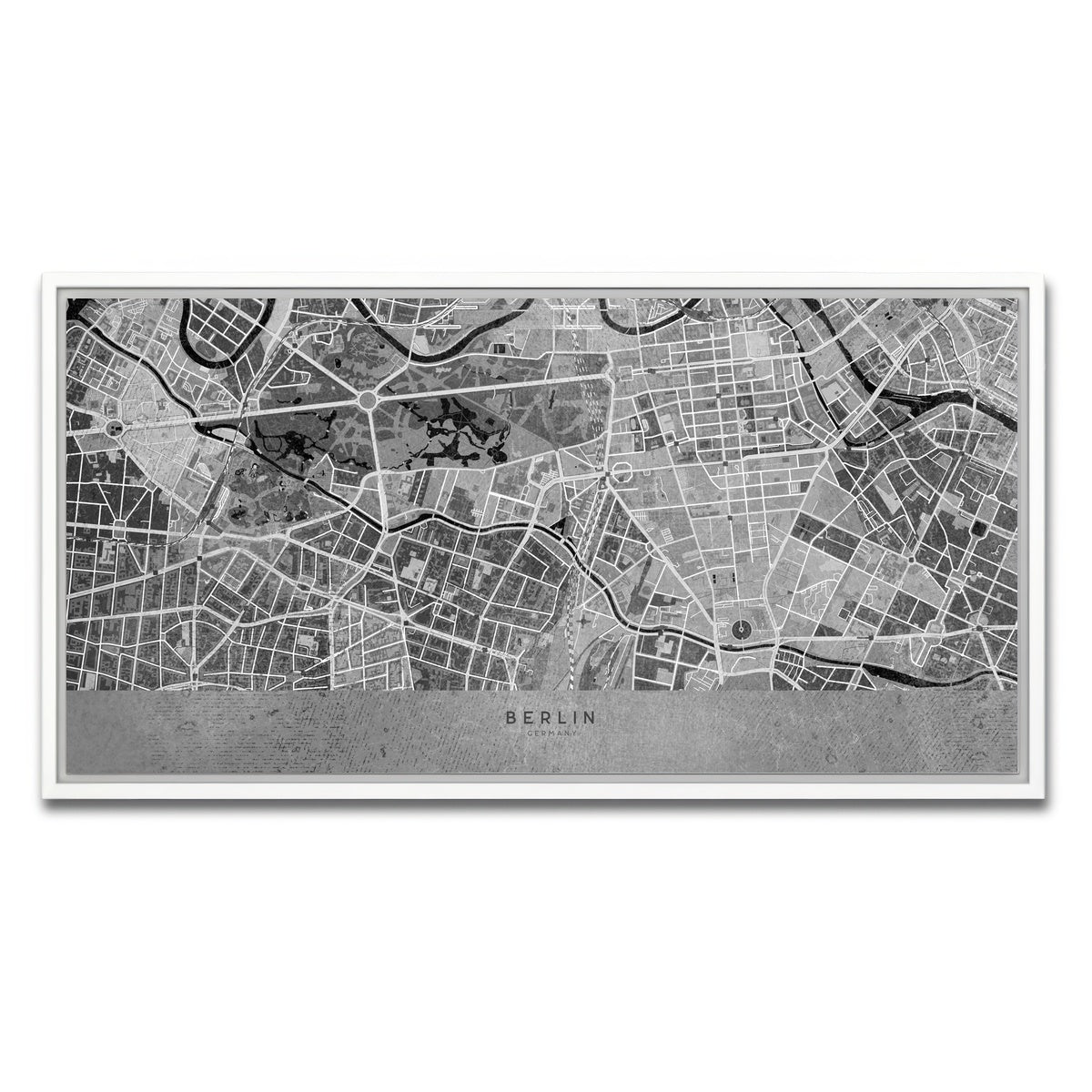 AUTO-MOCKUP WHITE | Berlin Map 2 | 1 Piece | White Framed Canvas | group=2x1