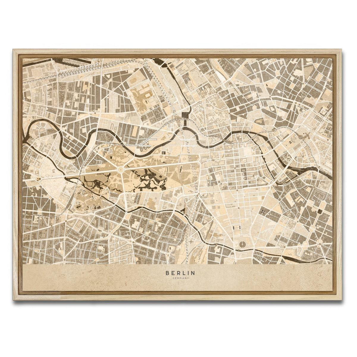 AUTO-MOCKUP WHITE | Berlin Map | 1 Piece | Natural Framed Canvas | group=4x3
