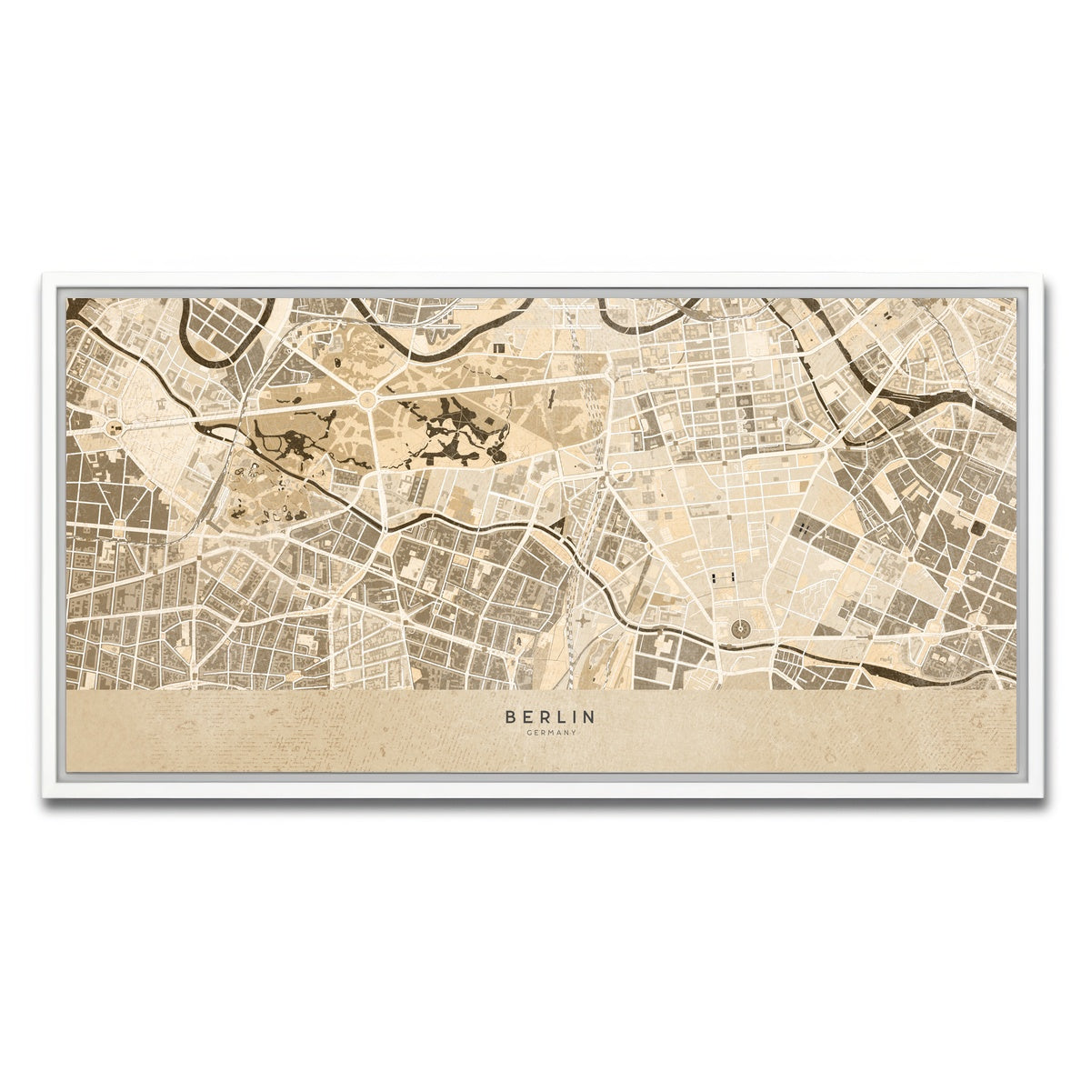AUTO-MOCKUP WHITE | Berlin Map | 1 Piece | White Framed Canvas | group=2x1