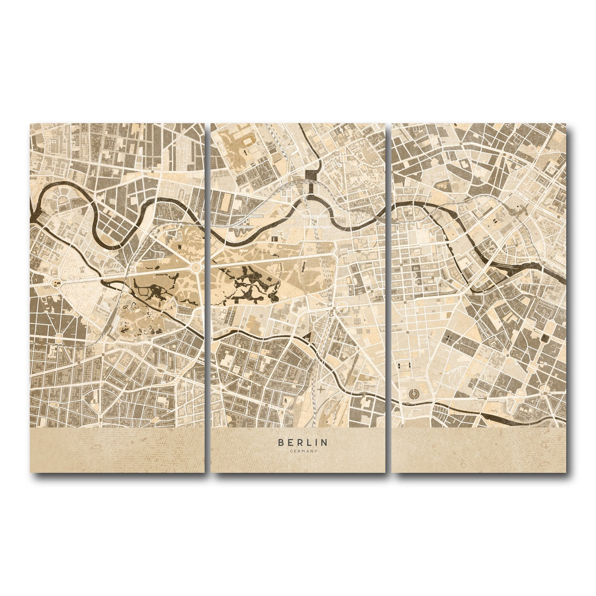 AUTO-MOCKUP WHITE | Berlin Map | 3 Piece | Gallery Wrap Canvas | group=12x24