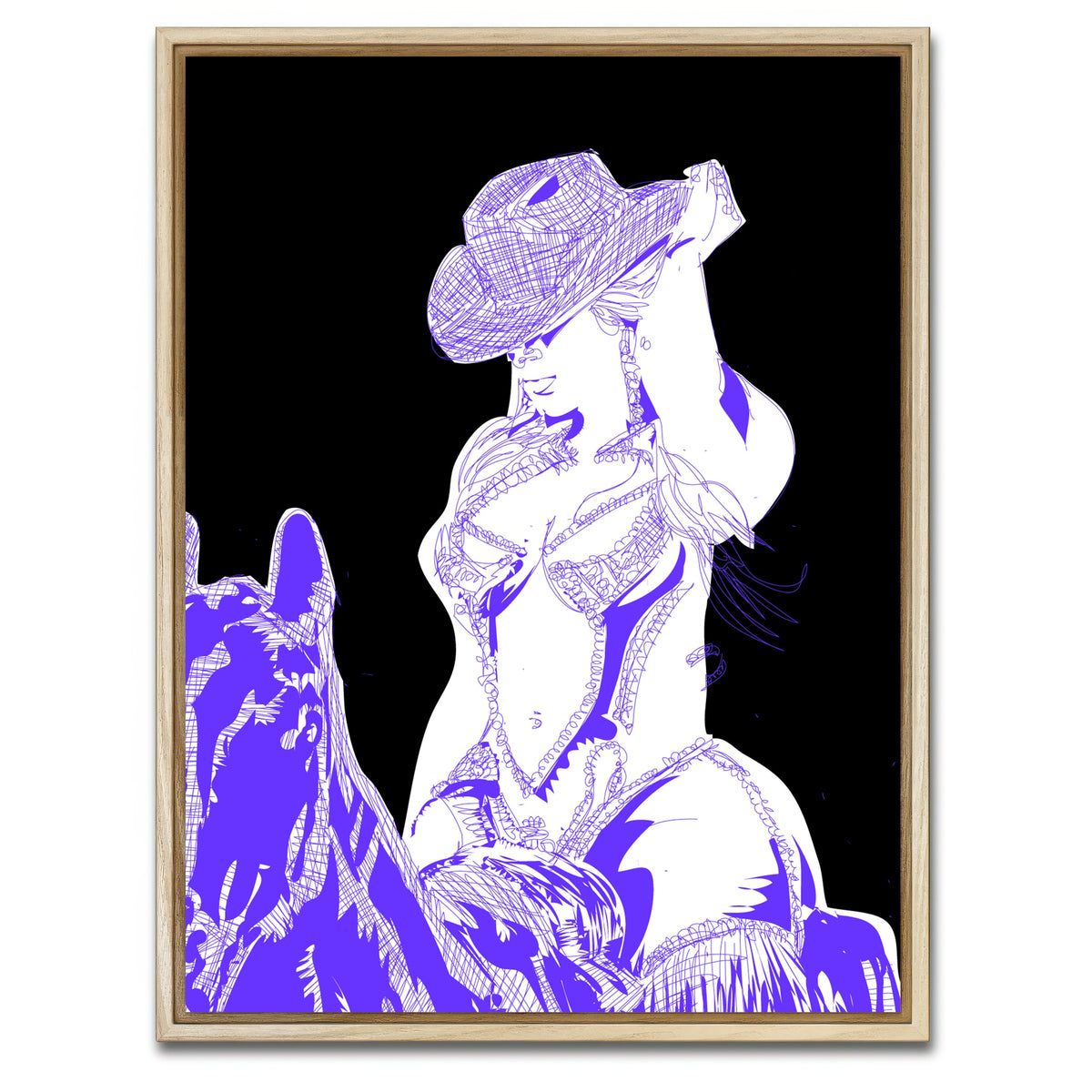 AUTO-MOCKUP WHITE | Beyonce on Glitter Horse | 1 Piece | Natural Framed Canvas | group=3x4