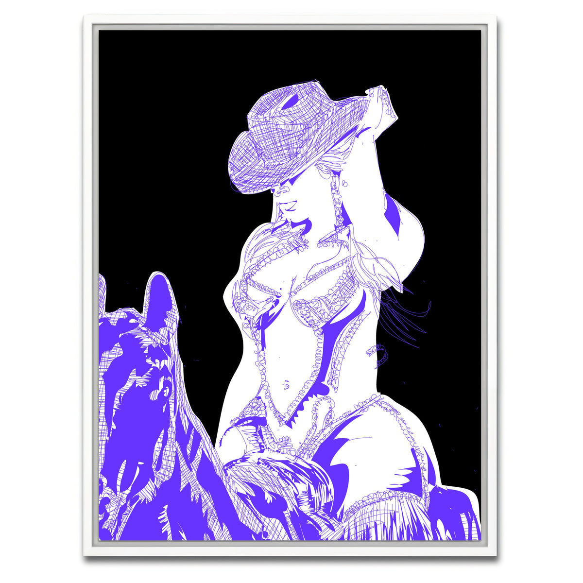 AUTO-MOCKUP WHITE | Beyonce on Glitter Horse | 1 Piece | White Framed Canvas | group=3x4