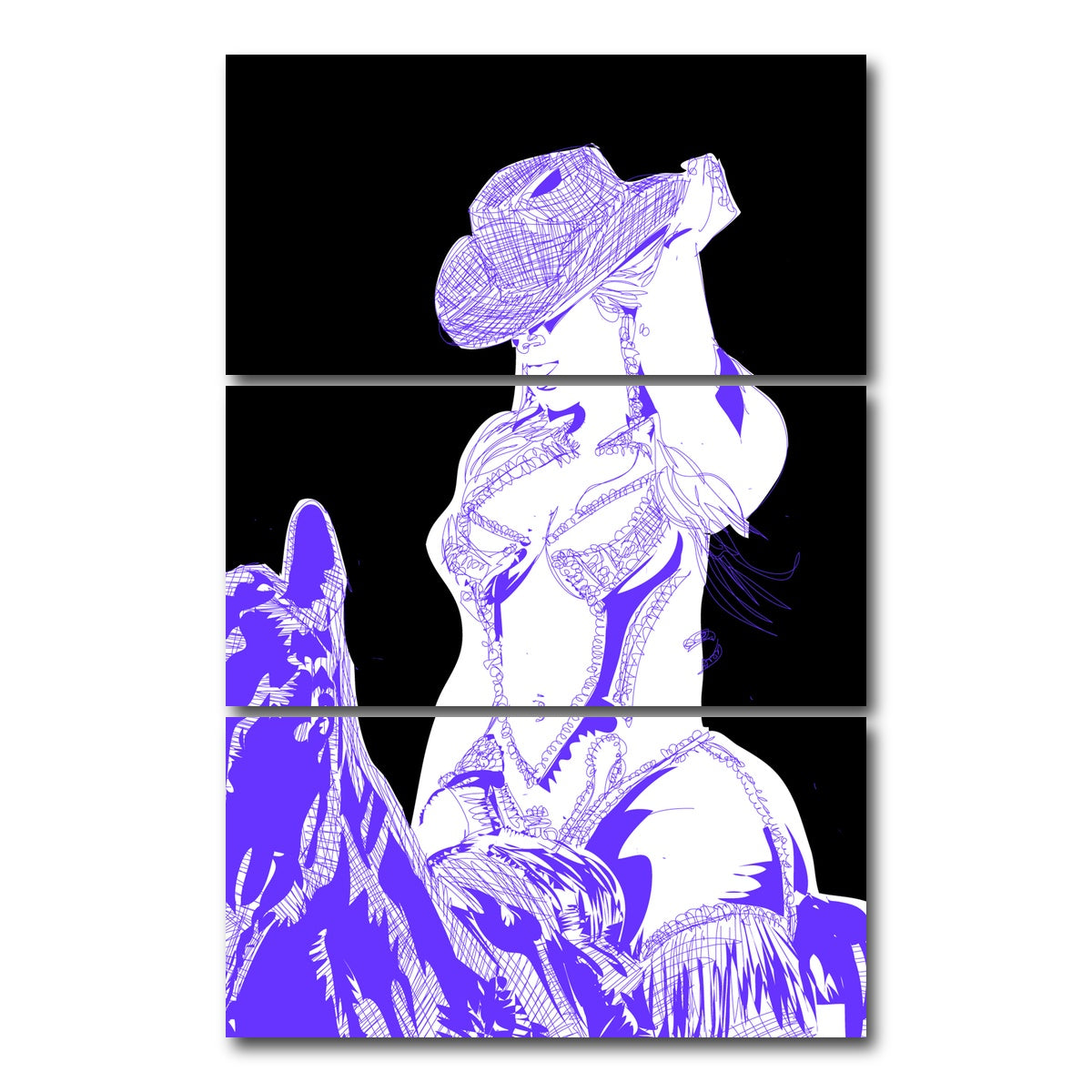 AUTO-MOCKUP WHITE | Beyonce on Glitter Horse | 3 Piece | Gallery Wrap Canvas | group=12x24_stacked