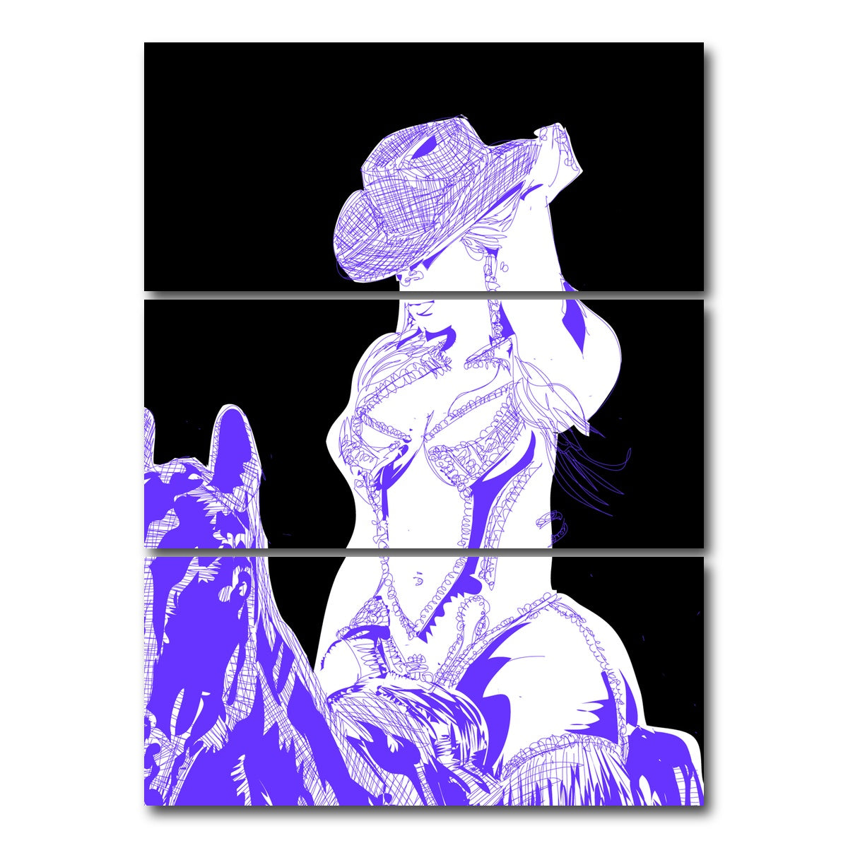 AUTO-MOCKUP WHITE | Beyonce on Glitter Horse | 3 Piece | Gallery Wrap Canvas | group=8x18_stacked